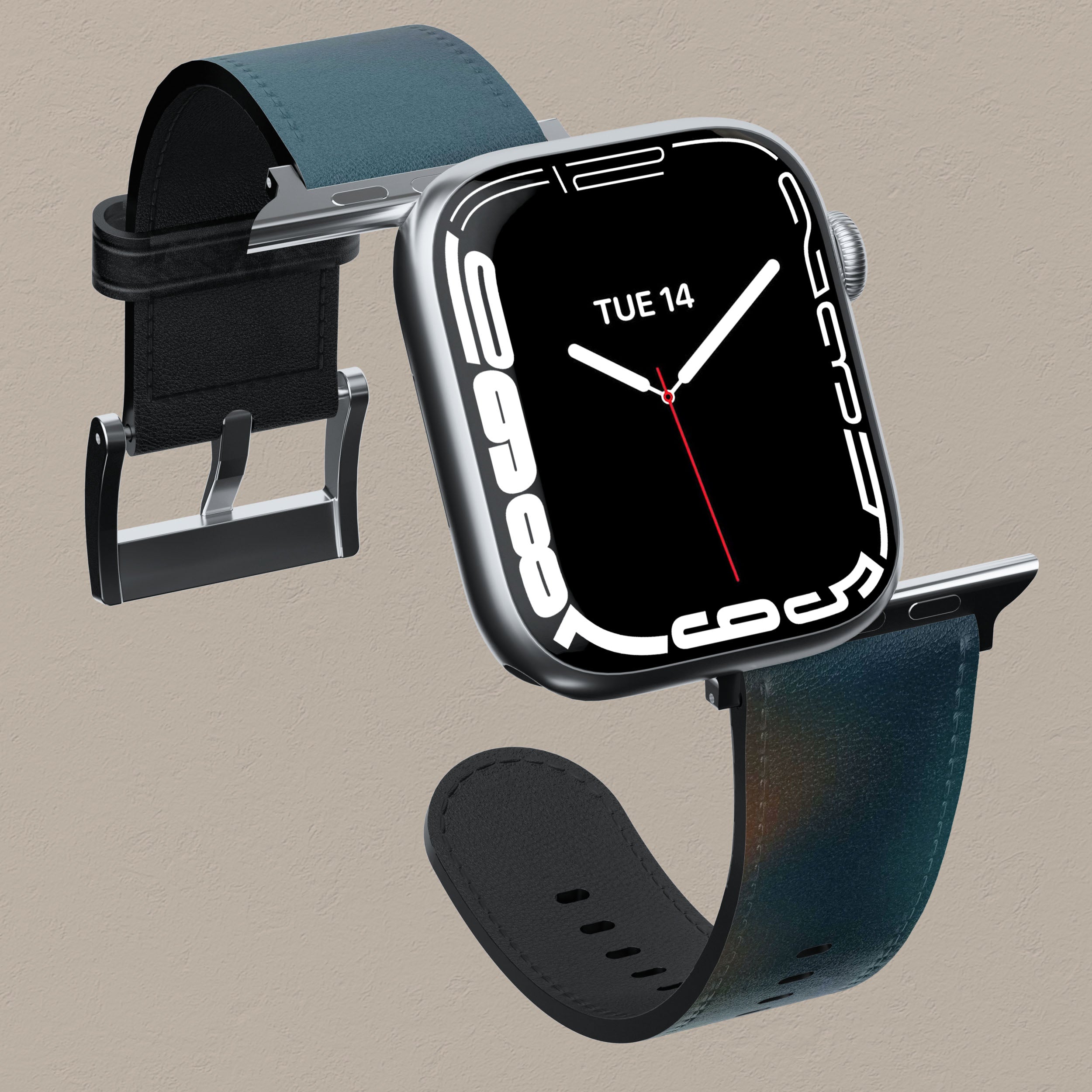 Premium Ember Teal Genuine Leather Apple Watch Band - Compatible with All Apple Watch Series - Stylish & Durable for Workouts, Office & Everyday Wear