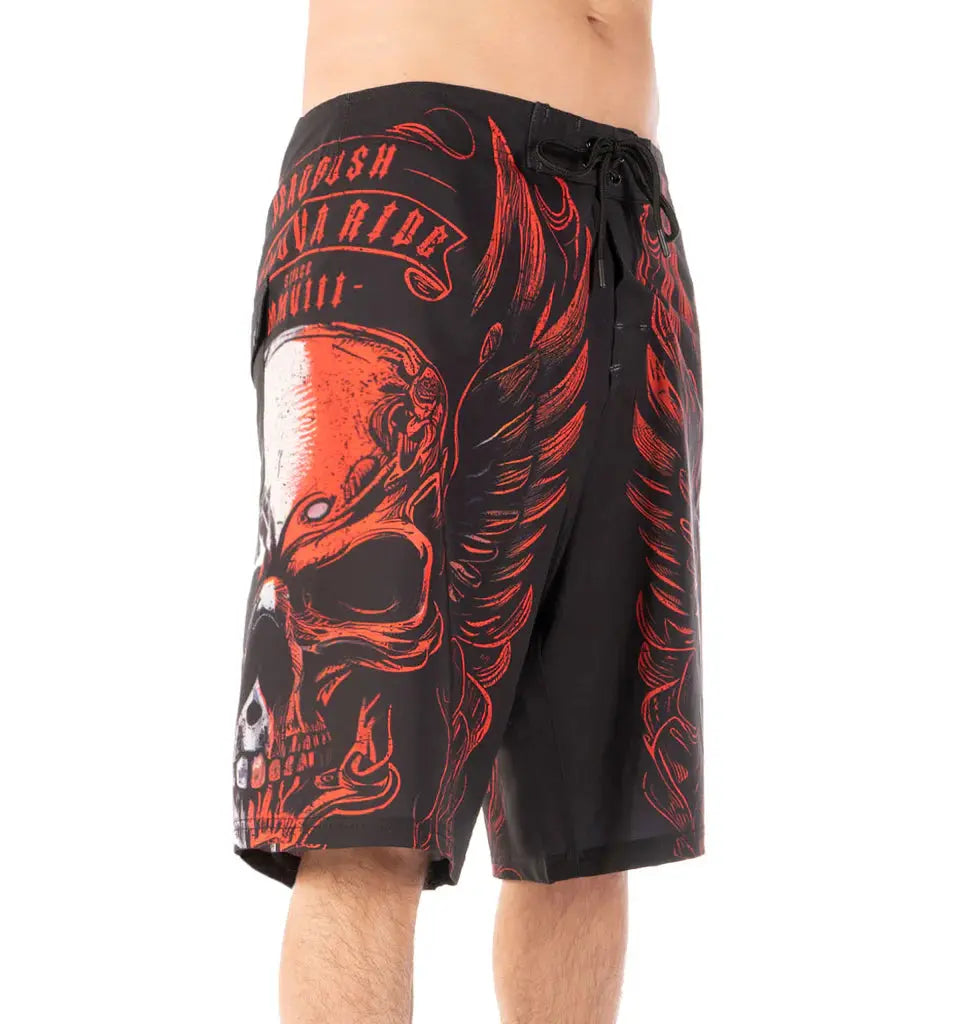 Headrush Men's Hell Wings Board Shorts - Quick-Dry Swim Trunks for Surfing, Swimming & Beach Activities | Comfortable & Durable Swimwear for Men