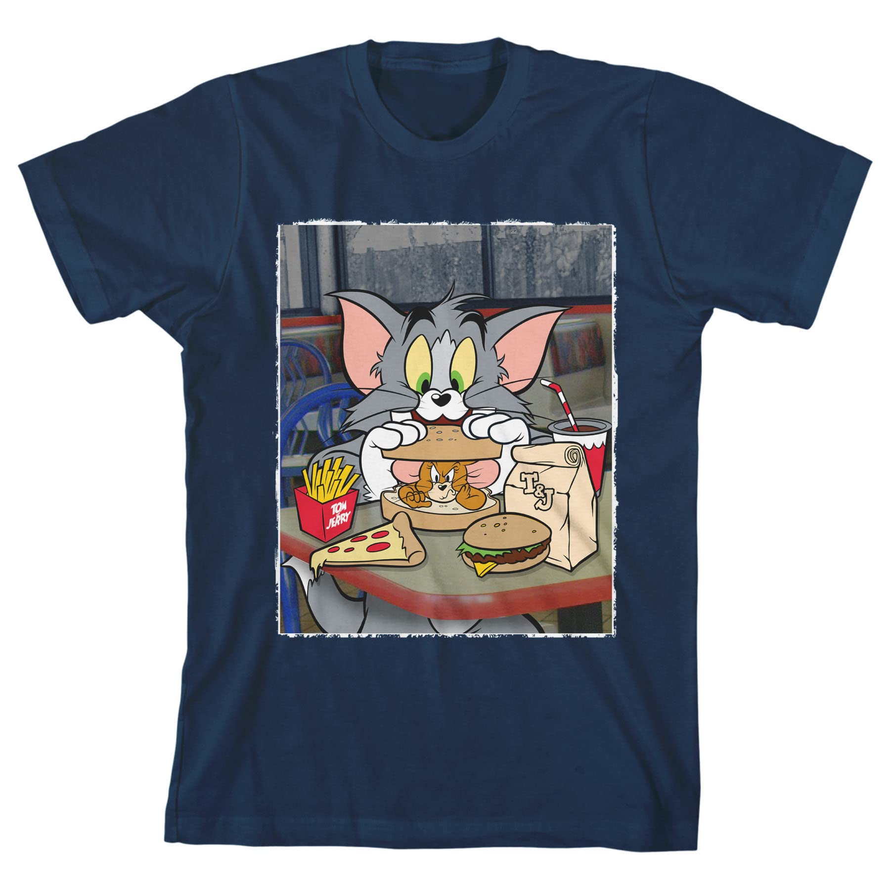 Tom & Jerry Cartoon Navy Blue Graphic T-Shirt for Men & Women - Casual Cotton Tee for Fans, Streetwear, and Everyday Wear