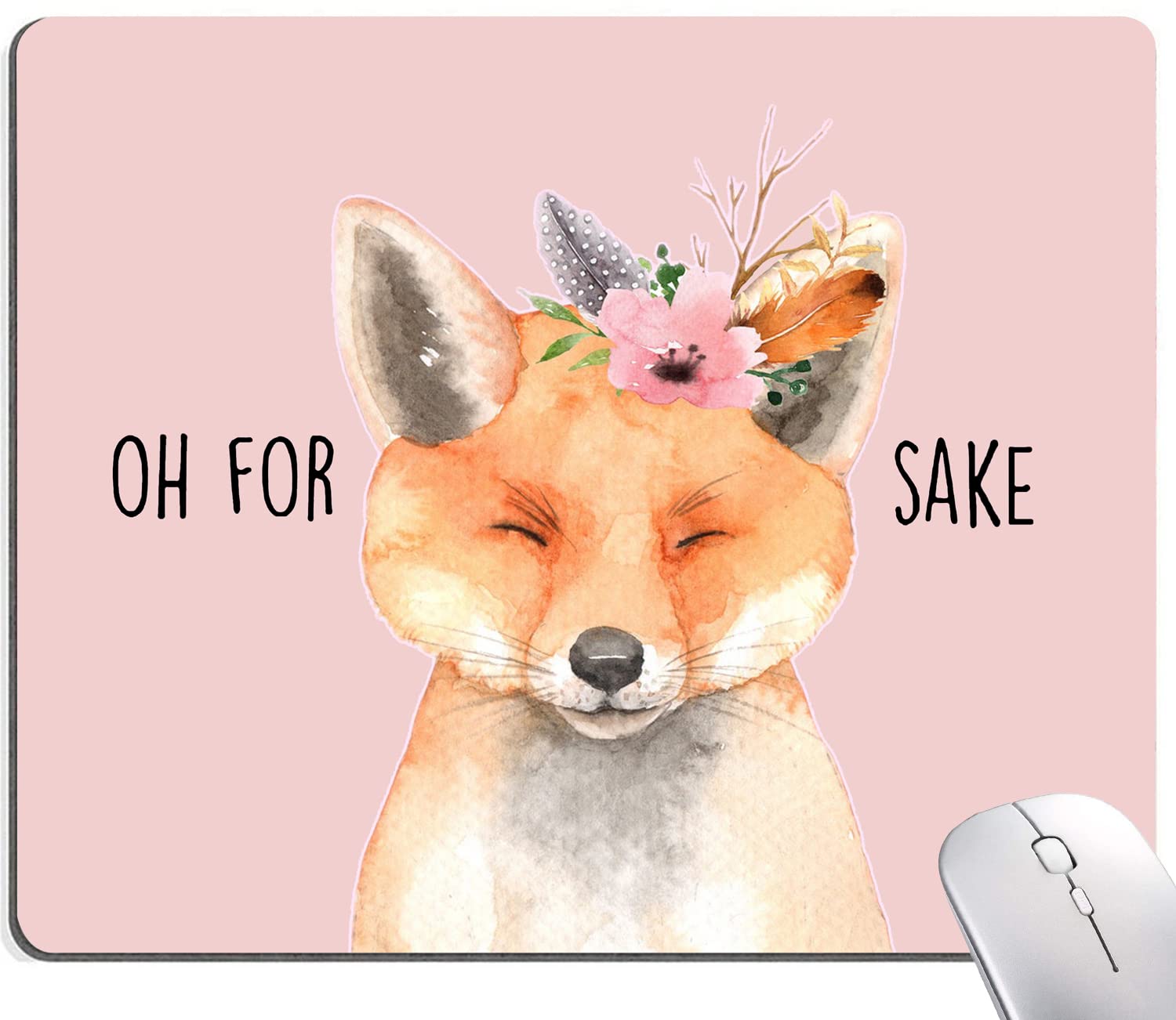 Cute Fox Mouse Pad for Women - Washable Square Cloth Mousepad with Non-Slip Rubber Base for Office, Laptop & Wireless Mouse - Kawaii Desk Accessory for Work, Gaming & Home Office Use