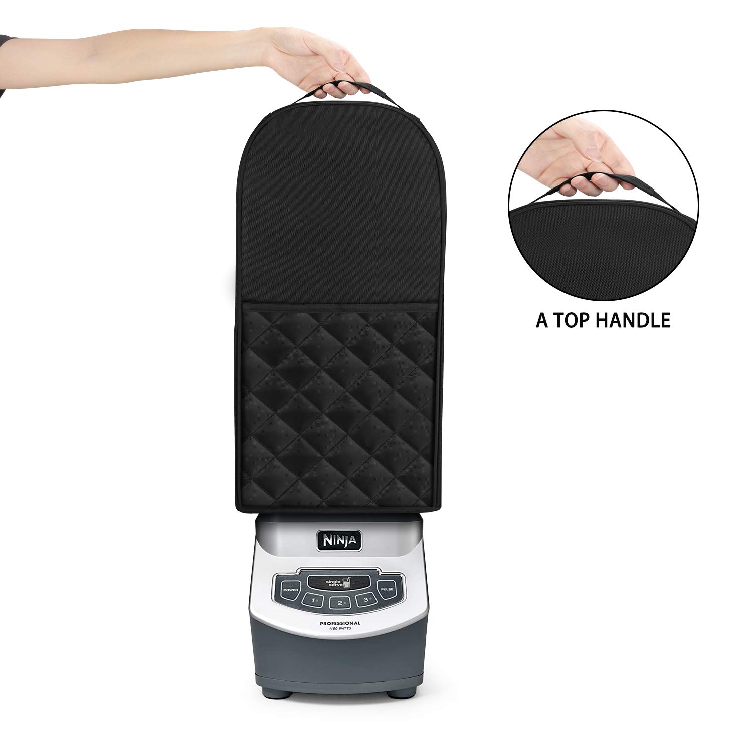 Luxja Quilted Blender Cover Compatible with Ninja Foodi Blender - Black | Durable Blender Lid Protector for Smoothie Making & Kitchen Storage