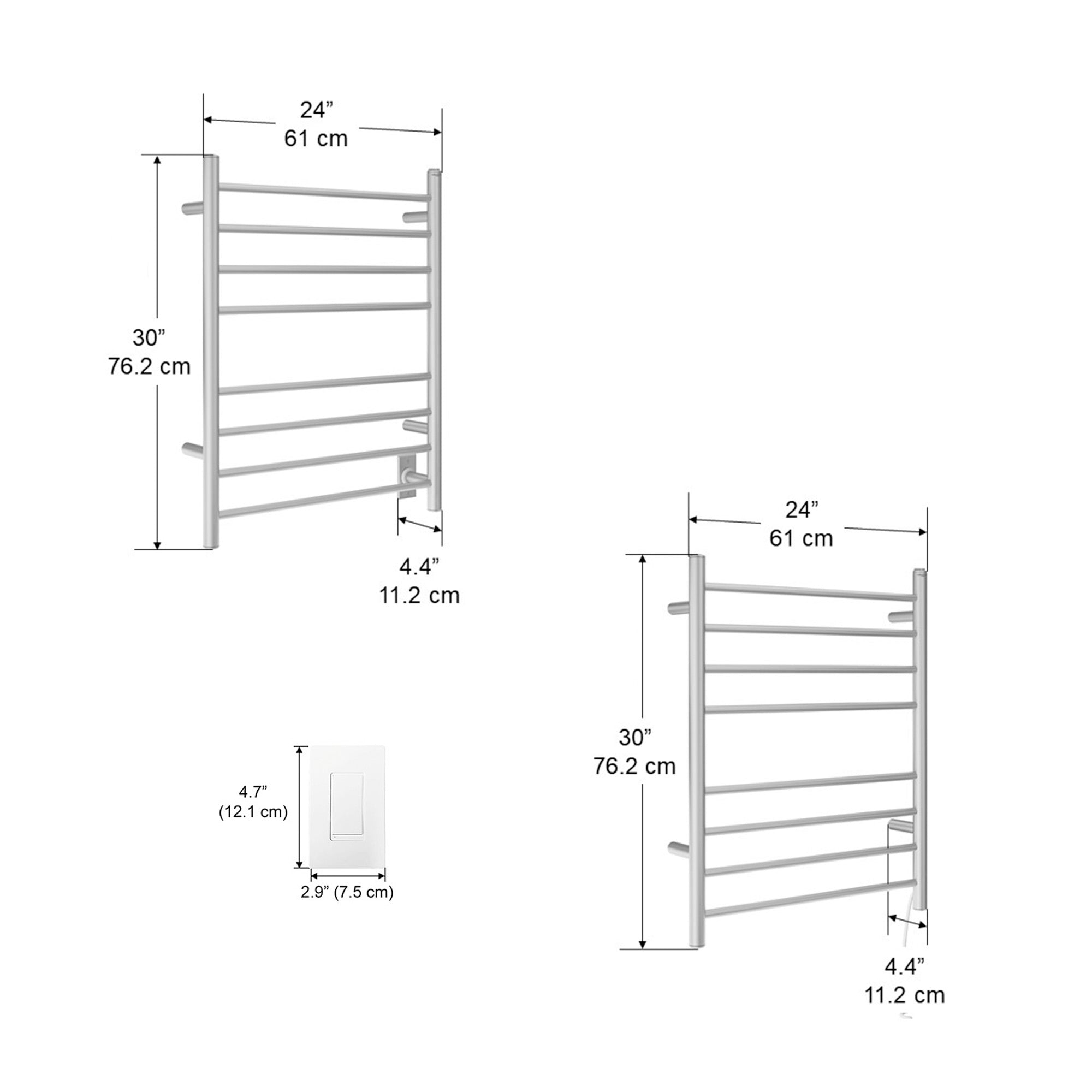 Ancona Prestige Dual 8 Bar Hardwired & Plug-in Bathroom Towel Warmer - Brushed Stainless Steel with WiFi Timer - Perfect for Spa, Luxury Hotels & Modern Home Bathrooms
