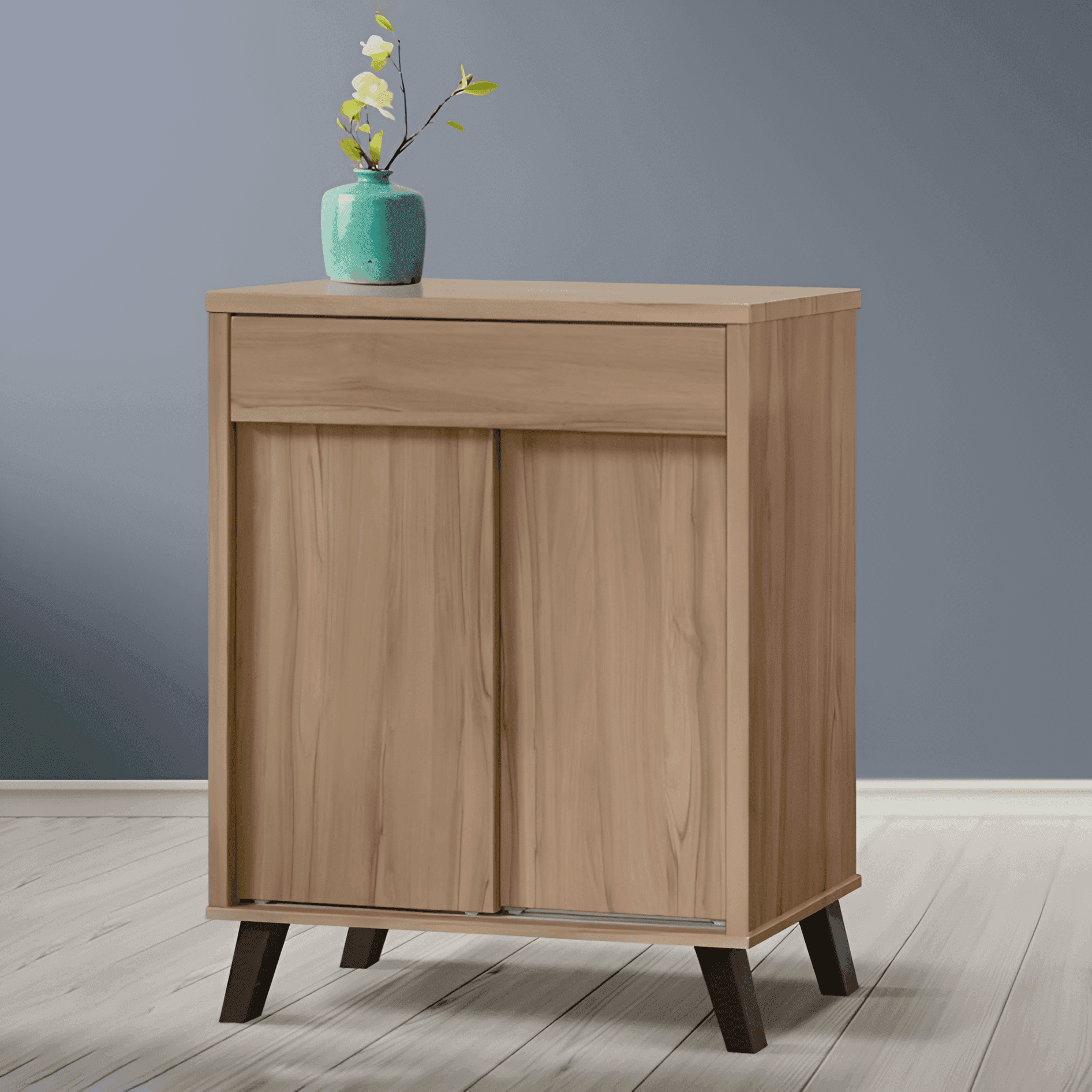 Marshall Wooden Shoe Cabinet with Sliding Door - Modern Entryway Storage Organizer for Hallway, Closet & Mudroom - Space Saving Shoe Rack for Home & Apartment