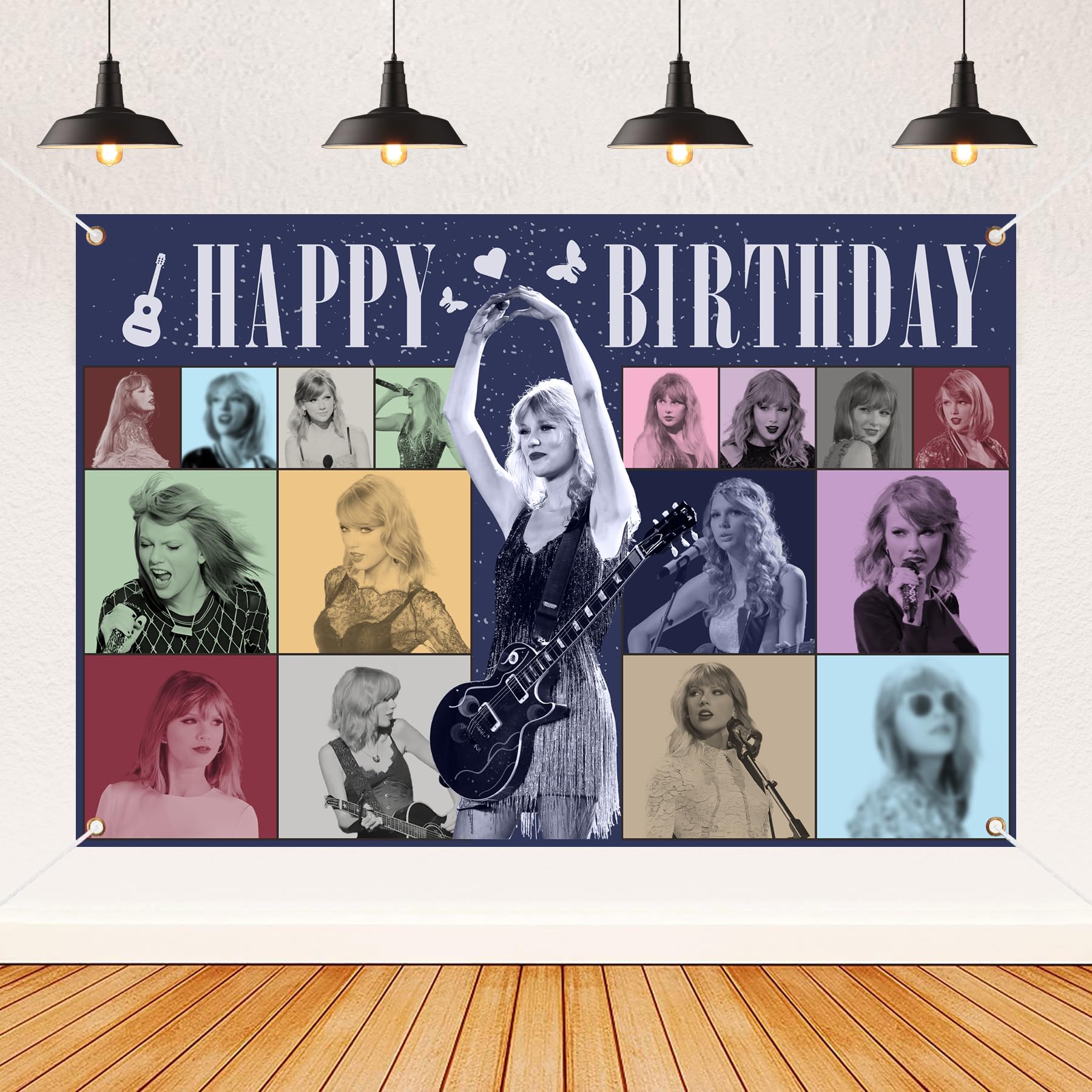 5×3FT Happy Birthday Party Decorations Banner Backdrop - Music Themed Birthday Photography Background for Concerts, Karaoke & Fan Celebrations