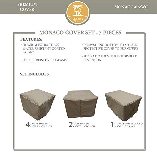 TK Classics MONACO-07cWC Waterproof Patio Furniture Covers - Beige Outdoor Furniture Protector for Sofa, Chair, Table - All-Weather Protection for Rain, Sun, Snow