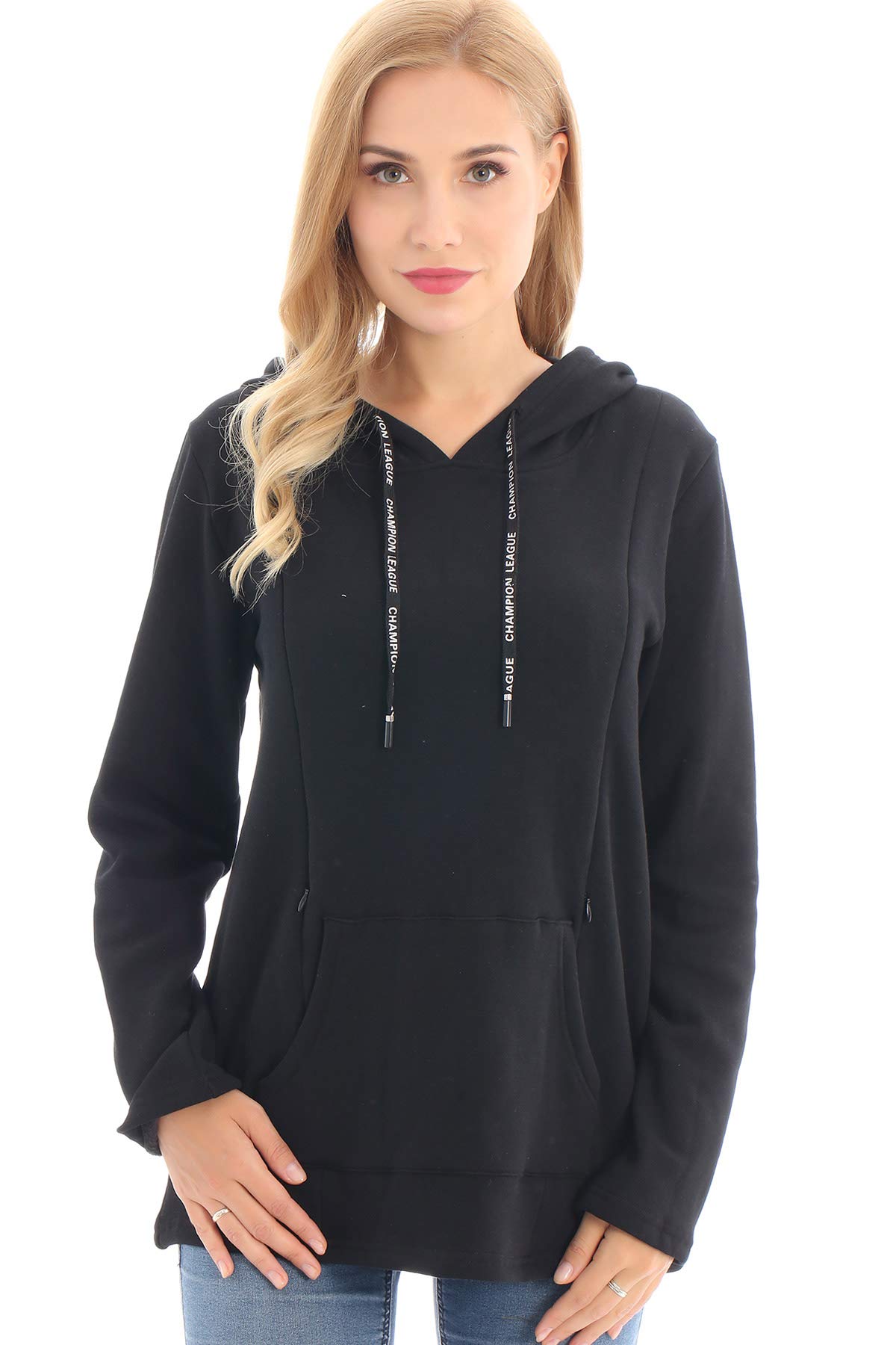 Bearsland Women's Maternity Nursing Sweatshirt - Soft Breastfeeding Hoodie with Pockets for Pregnancy & Postpartum Comfort | Perfect for Nursing Moms, Winter Wear & Casual Outfits