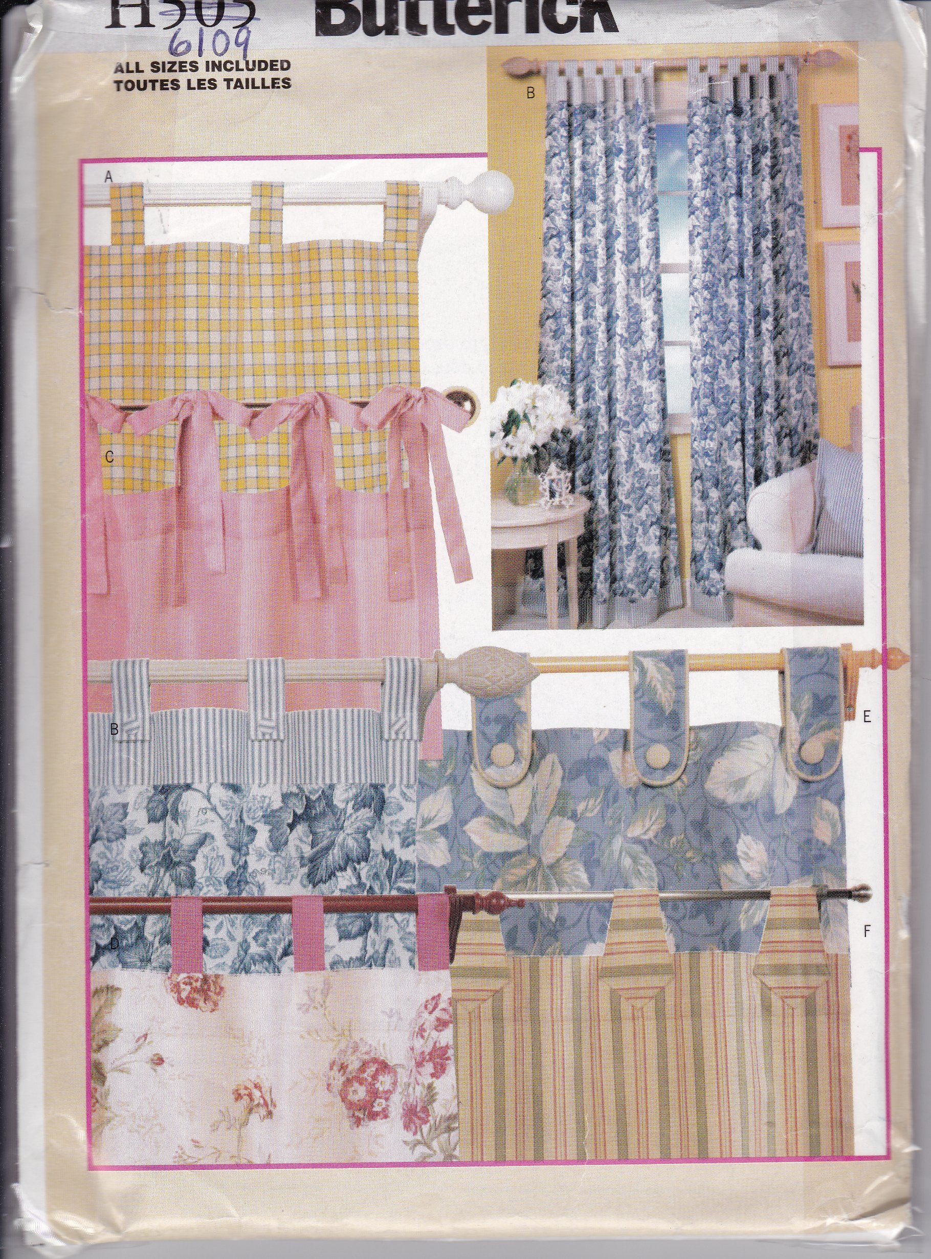 Butterick H505 Sewing Pattern for DIY Home Tab Top Curtains - Perfect for Living Room, Bedroom & Kitchen Window Treatments