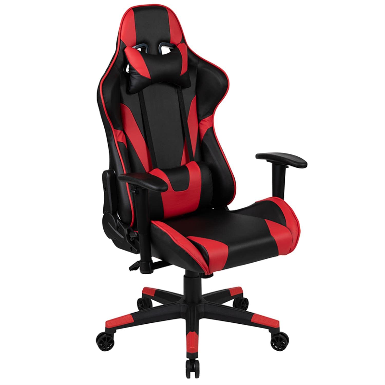 Flash Furniture Optis Black Gaming Desk & Red/Black Reclining Gaming Chair Set with Cup Holder, Headphone Hook & Monitor Stand - Ergonomic PC Gaming Setup for Home Office, Streaming & Esports