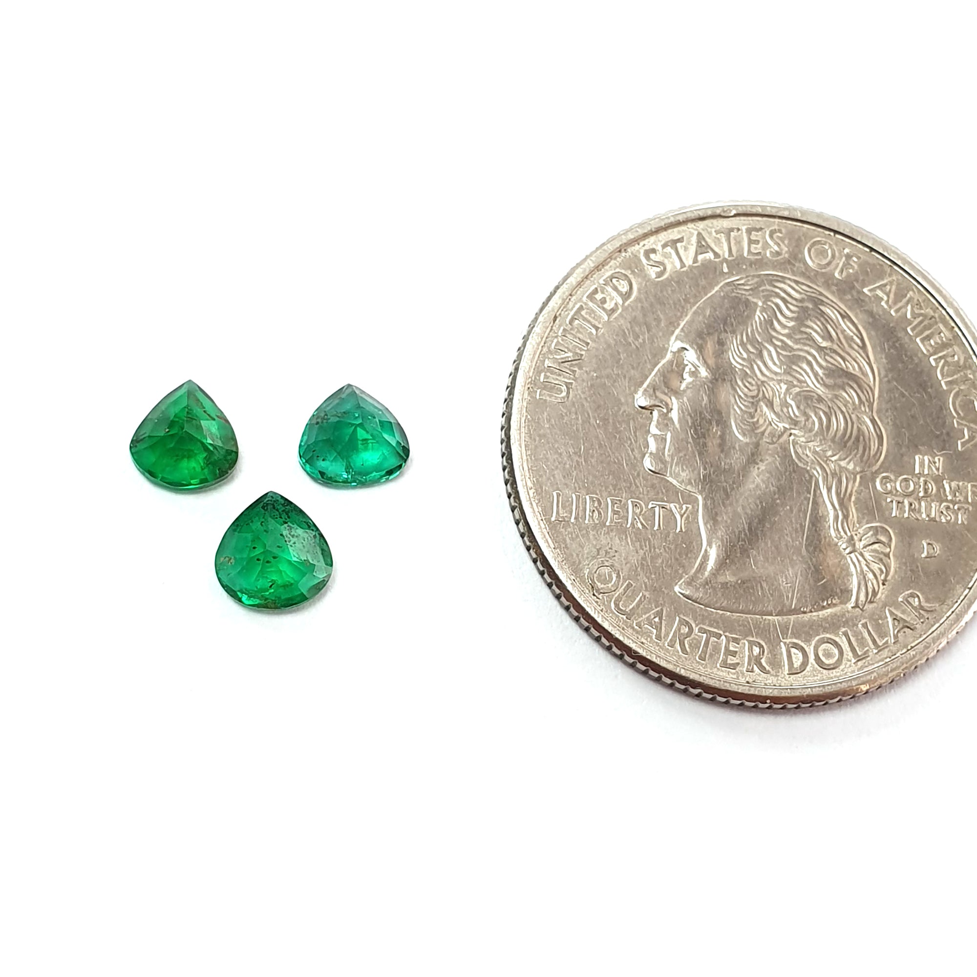 1.12cts Natural Untreated Green Emerald Heart Cut Gemstone Set - 3pcs 4.9mm x 5.4mm Fancy Jewelry Stones for Engagement Rings & Pendant Making