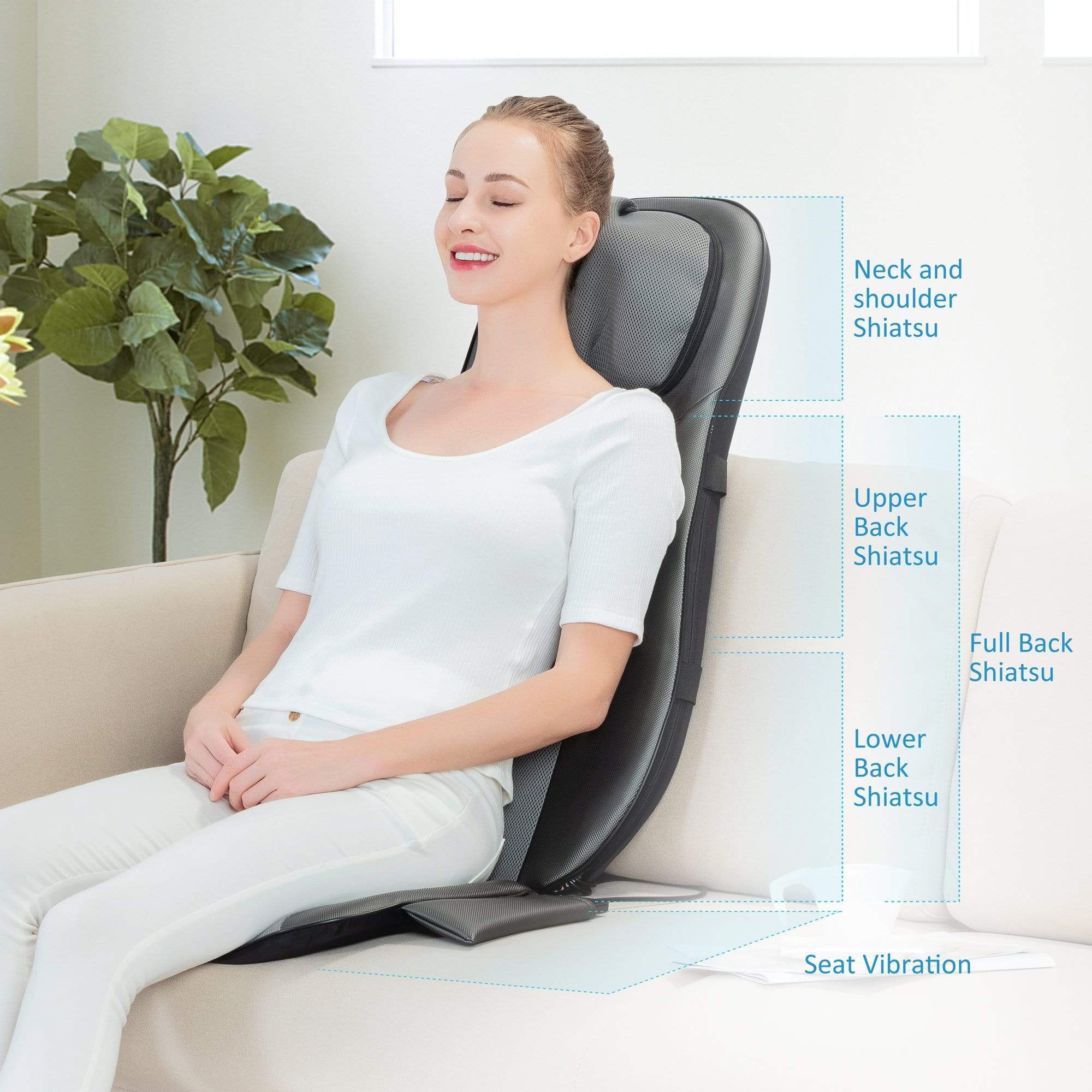 Snailax Shiatsu Neck and Back Massager with Heat - Full Back Kneading, Rolling Massage for Pain Relief - Perfect for Home, Office, and Car Use