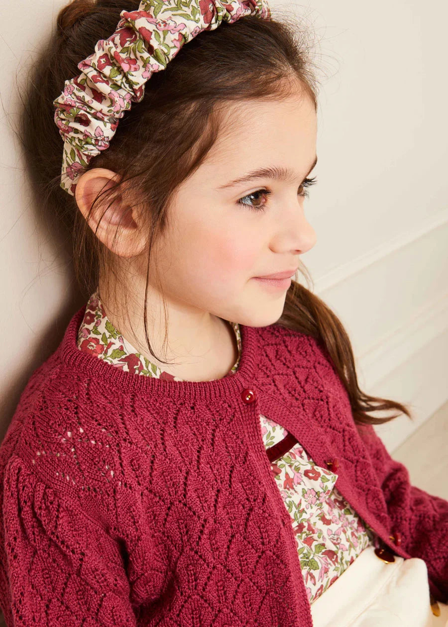 Stylish Beige Wide Leg Pants & Floral Daphne Blouse Set for Girls - Perfect for School, Parties & Family Photos