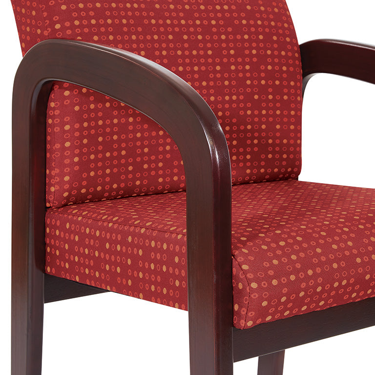 Premium Mahogany Finish Wood Visitor Chair [WD383] - Elegant Office Seating for Guests & Reception Areas