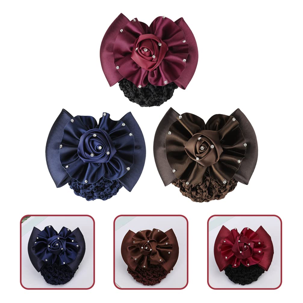 Minkissy 3-Piece Hair Net Bun Set with Bow Clip - Hair Bun Cover & Snood for Women & Girls - Perfect for Ballet, Cosplay, and Everyday Elegant Hairstyles