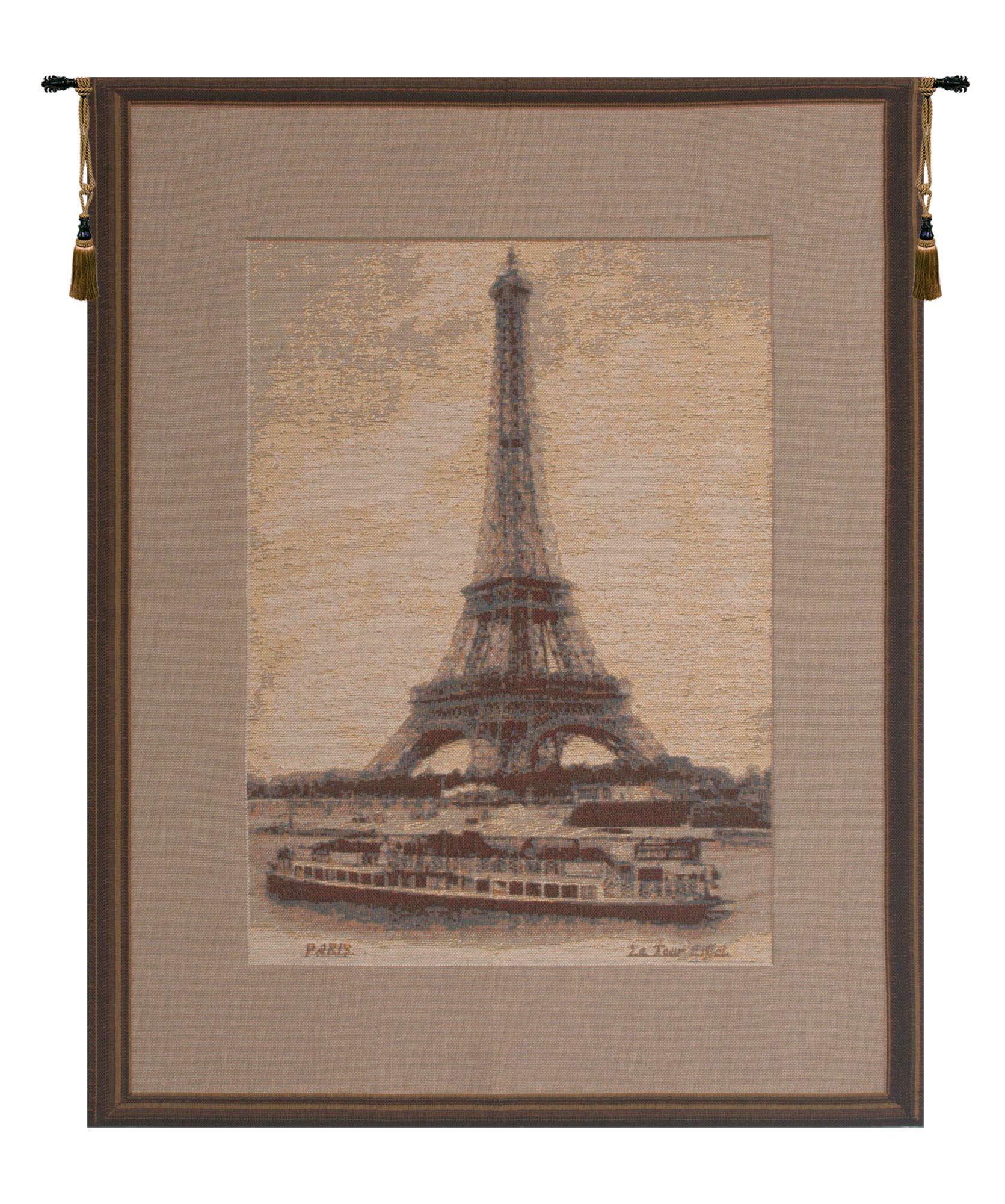 French Tapestry Wall Hanging - Eiffel Tower Design | Viscose Cotton Polyester Blend Artwork | 24x18 Inch Home Decor | Perfect for Living Room, Bedroom & Office Wall Decor