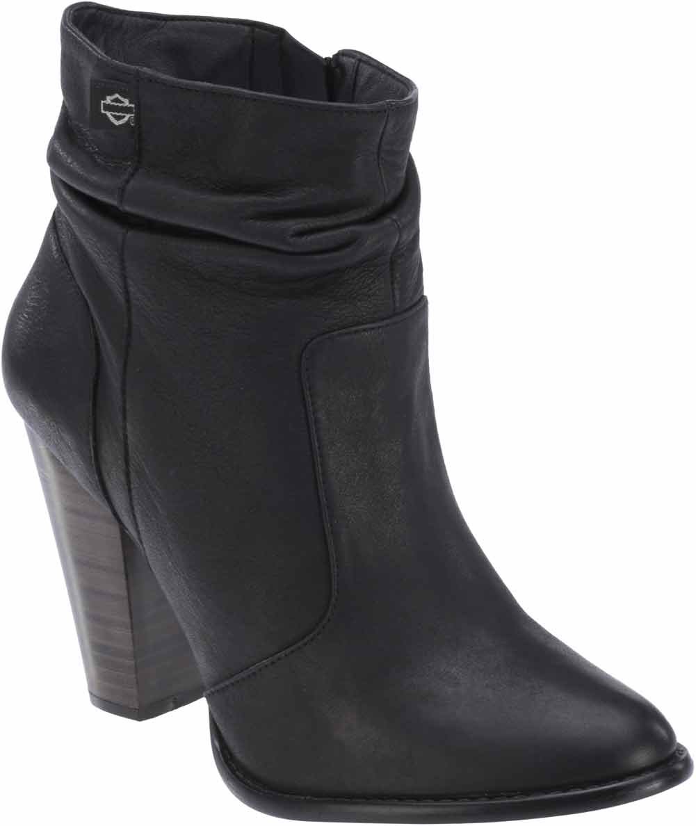 Harley-Davidson Women's Stonebrook Hi-Heel Black Label Boots - Stylish Zip-Up Ankle Boots for Motorcycle Riding & Casual Outfits (Model D88802)