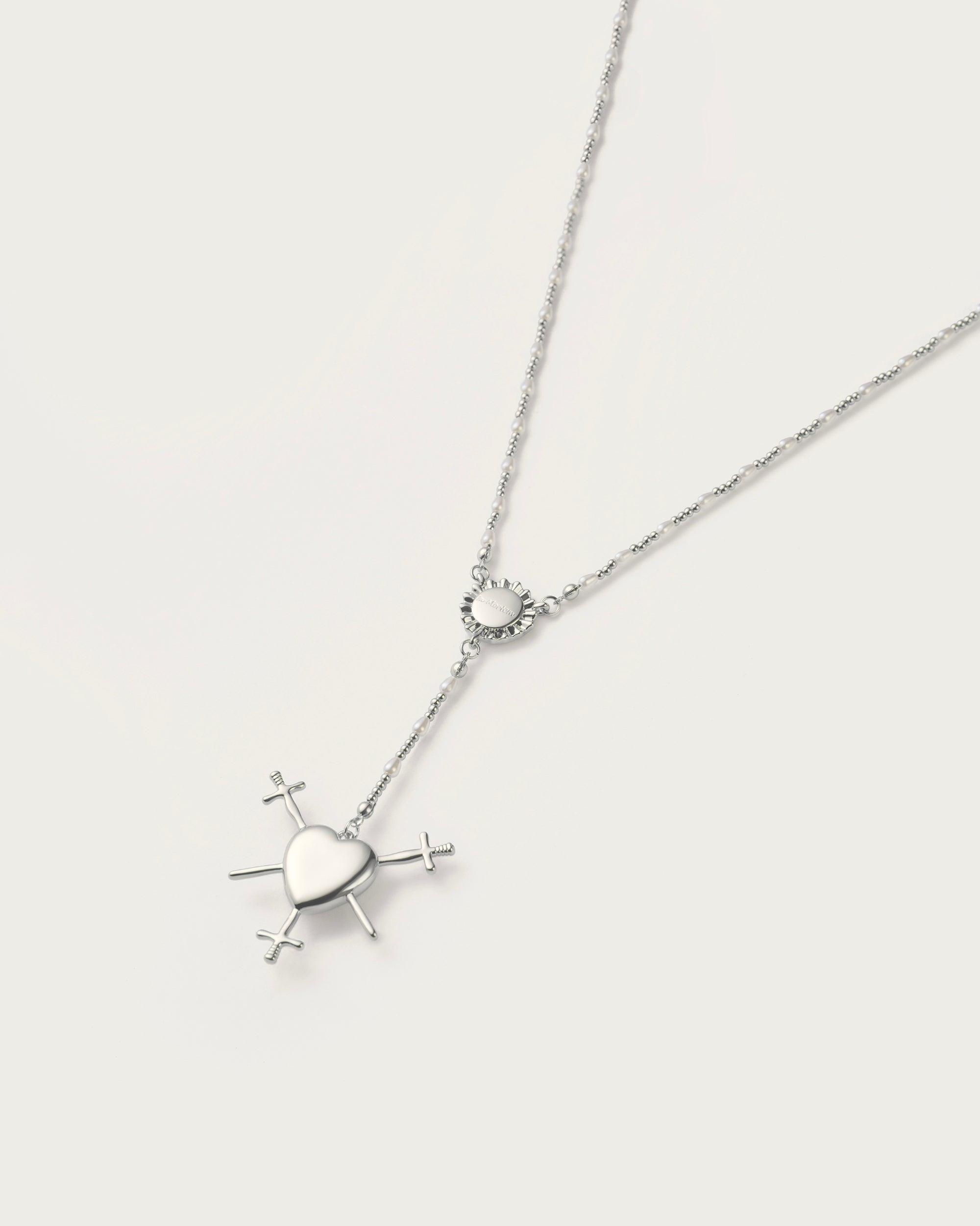 Three of Swords Rosary Necklace - Sterling Silver Gothic Jewelry for Women - Perfect for Witchy Aesthetic, Tarot Lovers & Spiritual Protection