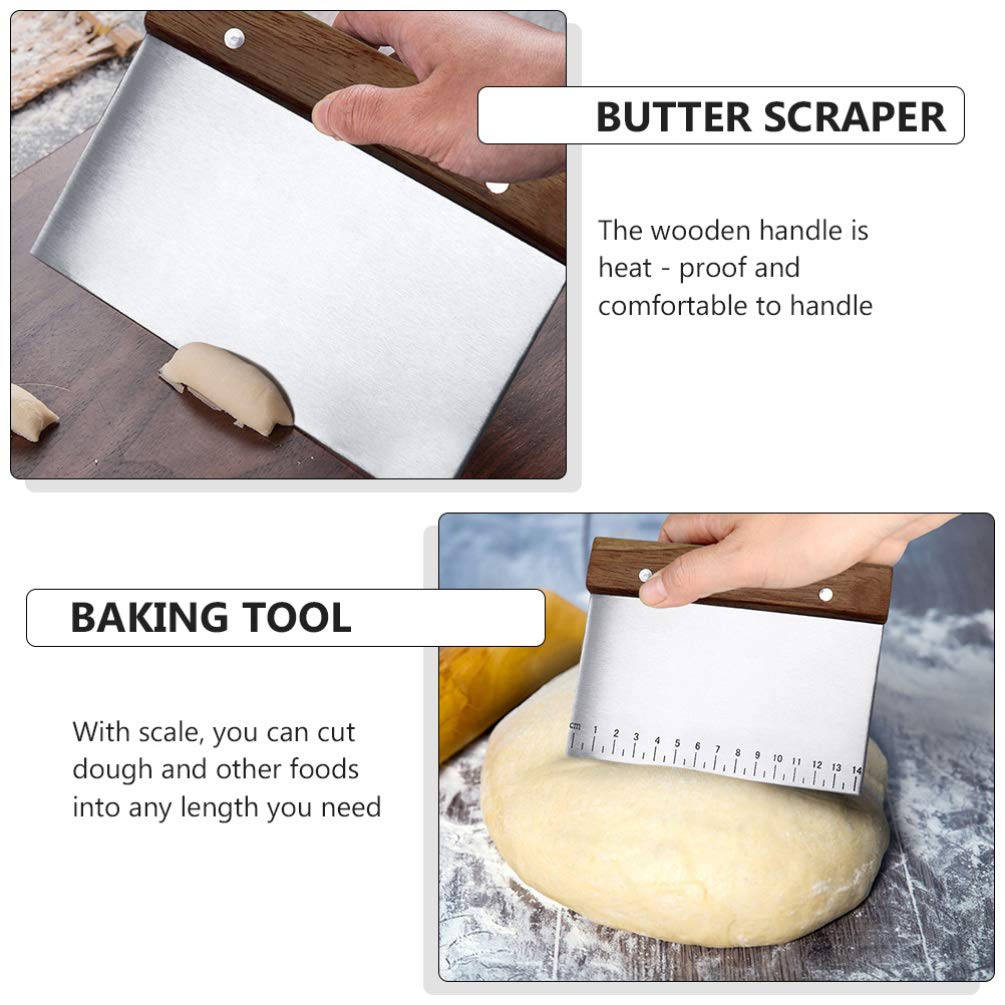 2-Piece Stainless Steel Baking Scraper Set - Dough Cutter, Pastry Spatula, Butter & Cream Scraper - Essential Baking Tools for Bread, Cookies & Cake Decorating (Perfect for Home Bakers & Professional Kitchens)