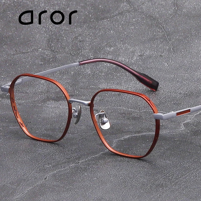 Aror Unisex Full Rim Flat Top Polygon Titanium Eyeglasses Frame - Lightweight Durable Titanium Glasses for Men & Women - Perfect for Reading, Work, and Fashion Accessories