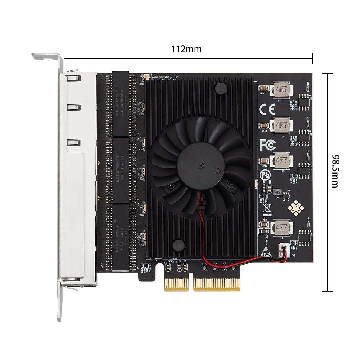 Grendly 6-Port PCIe 2.5 Gigabit Ethernet Network Card - 2500Mbps RJ45 NIC with Realtek 8125B Chip - Compatible with 2.5G Industrial Cameras, NAS, Video Capture & High-Speed Data Transfer for Home Office & Server Applications