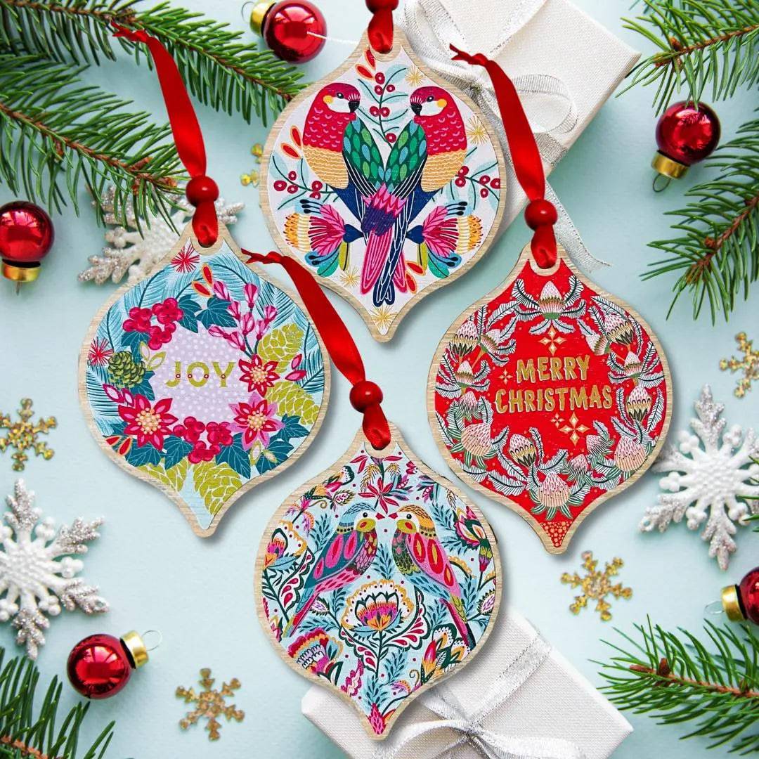 Australian Christmas Bauble Set - 12-Piece Handmade Glass Ornaments for Holiday Tree Decorations - Perfect for Xmas Party, Home & Office Decor