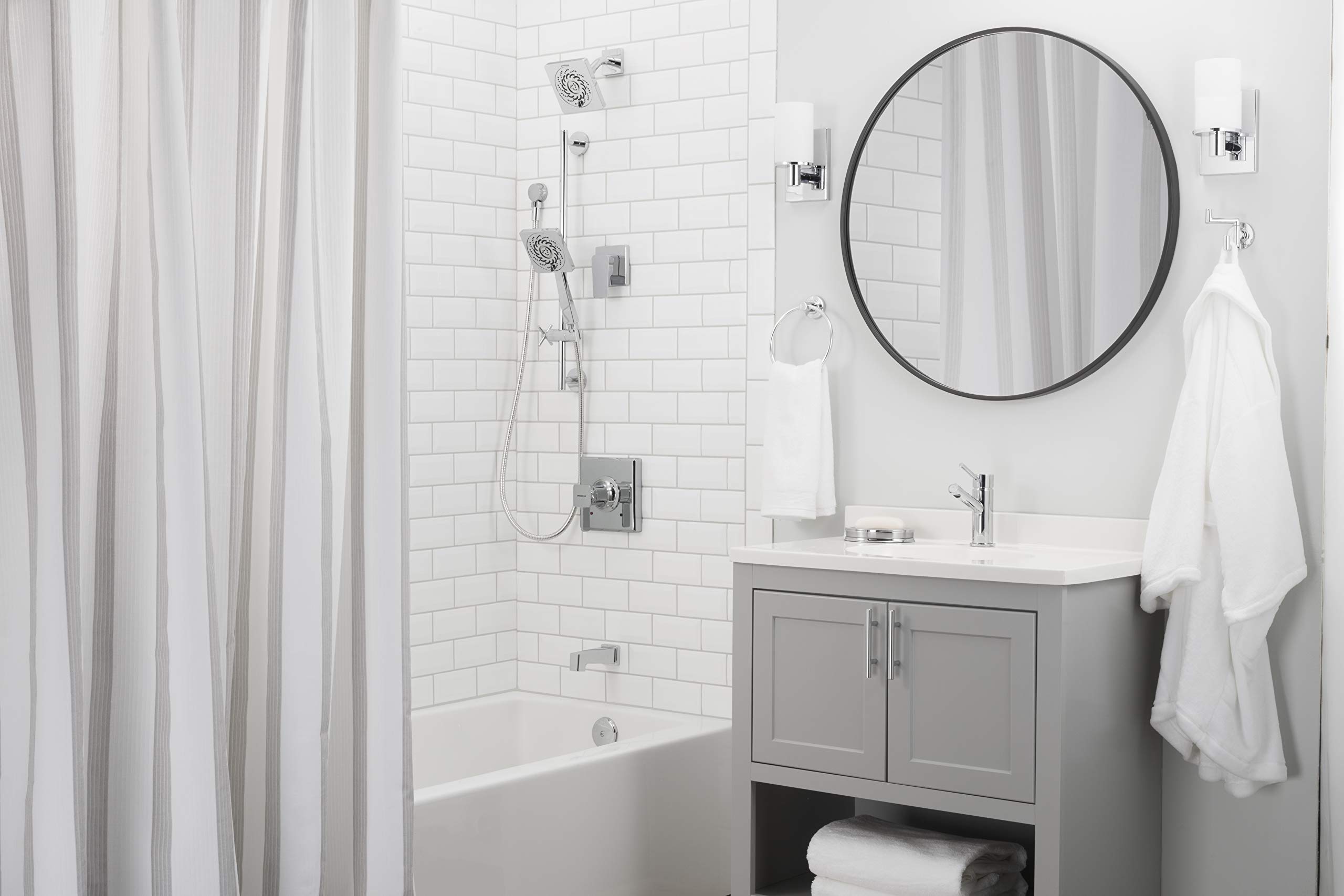 Speakman Kubos SLV-1310-UNI Universal Shower System Combo - Easy Install, Polished Chrome Finish for Bathroom & Spa Luxury Upgrade