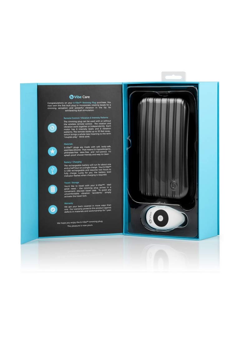 b-Vibe Rimming Anal Plug 2 - Remote Control Vibrating Butt Plug with 10 Vibration Modes, Waterproof Silicone Anal Sex Toy for Couples & Solo Play (Black) - Perfect for Spicing Up Bedroom Fun & BDSM Exploration