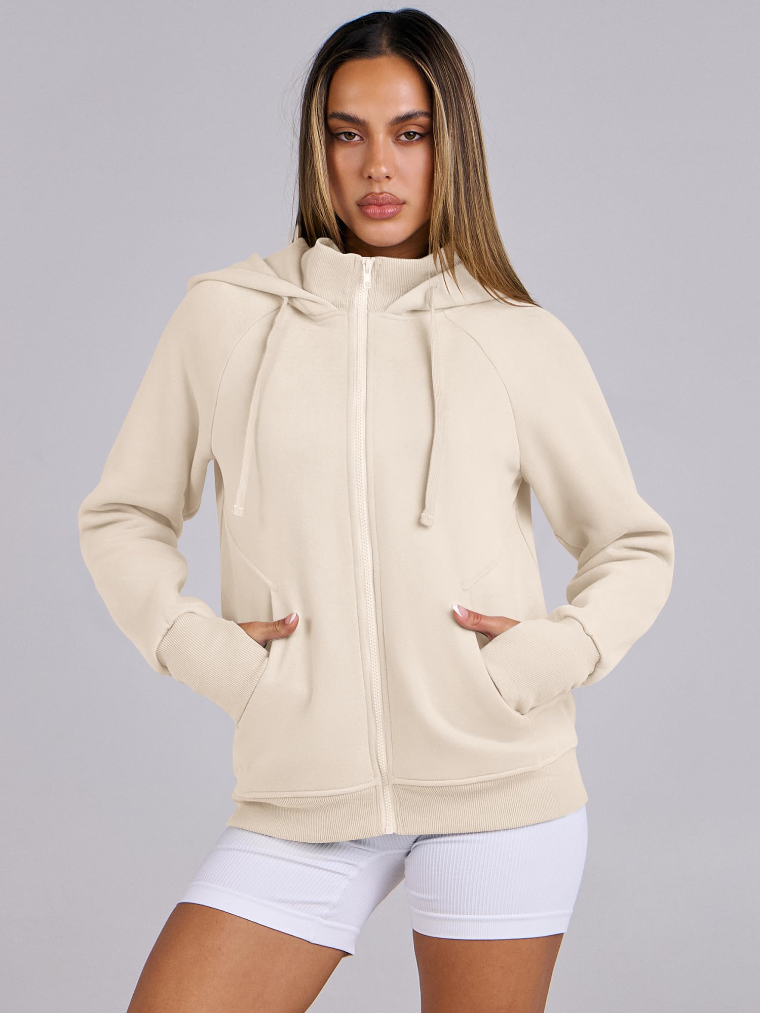 ANRABESS Women's Fleece Zip Up Hoodie with Pockets - Long Sleeve Casual Sweatshirt for Fall Fashion | Y2K Preppy Outfits | Perfect for College, Streetwear & Cozy Loungewear