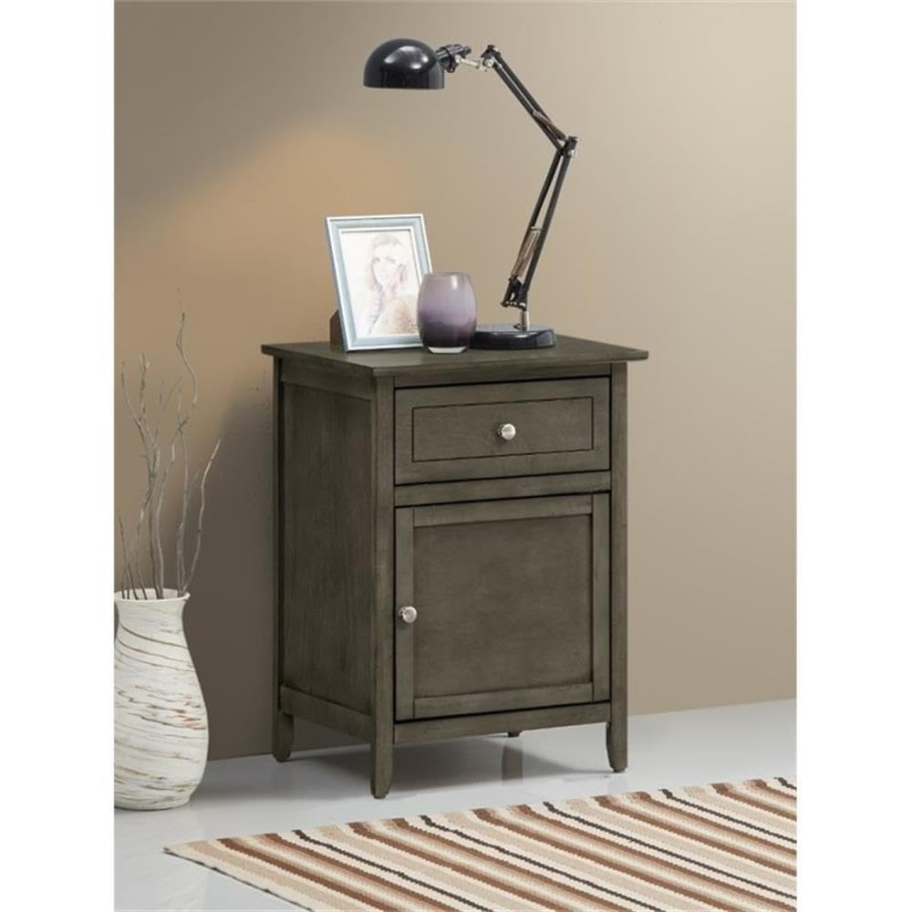 Glory Furniture Izzy 1-Drawer 1-Door Nightstand in Gray - Modern Bedside Table for Bedroom, Living Room & Guest Room - Compact Storage Solution with Sleek Design