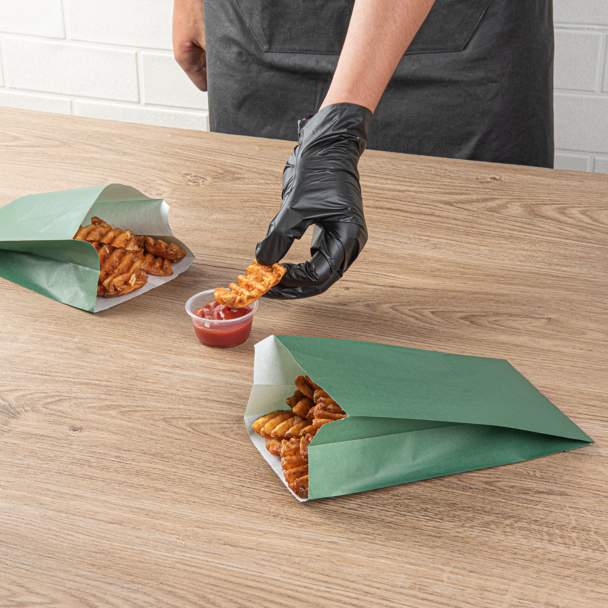 Eco-Friendly Forest Green French Fry & Snack Bags - 5