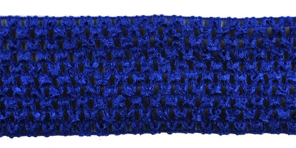 3-Inch Wide Royal Blue Crochet Headband Trim - 25 Yards Bulk Roll for DIY Hair Accessories, Baby Headbands, and Crafting Projects