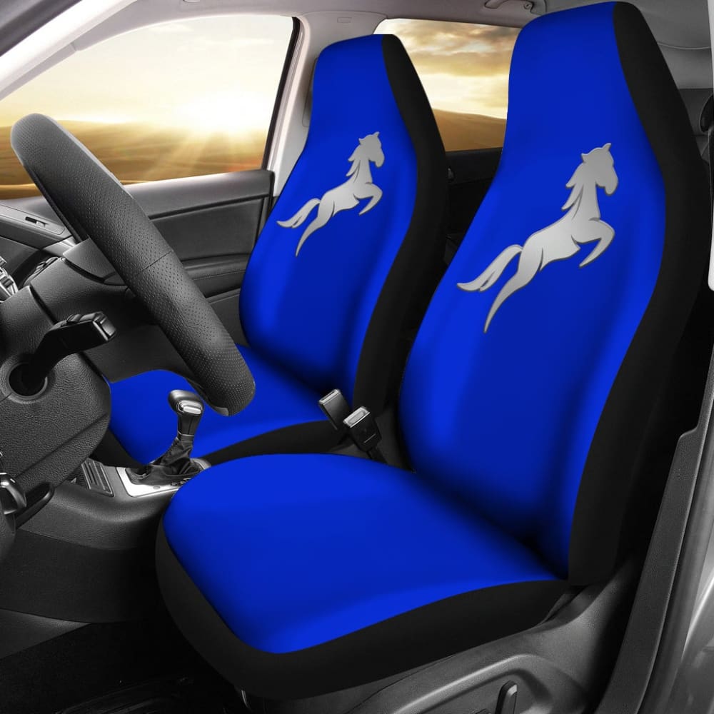 Custom Blue Mustang Horse Silhouette Car Seat Covers - Premium Fit for Ford Mustang & Other Vehicles - Perfect for Car Enthusiasts & Gift Giving