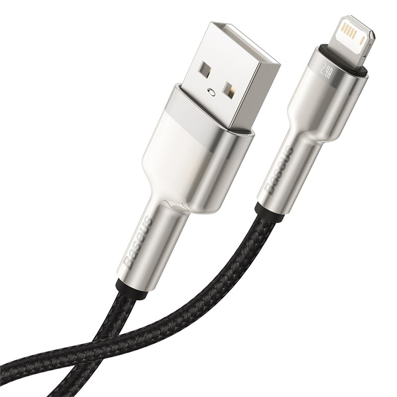 Baseus Premium Cafule Series 25cm Metal USB to Lightning Charging Cable - Fast Charging & Durable for iPhone, iPad - Perfect for Home, Office & Travel