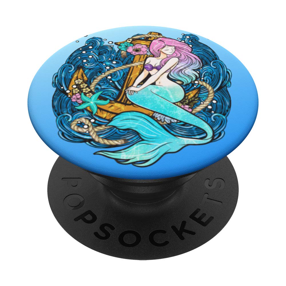 Blue Mermaid Tail PopSocket Grip & Stand for iPhone & Android - Ocean Themed Phone Accessory for Girls | Perfect for Beach Days, Pool Parties & Summer Adventures