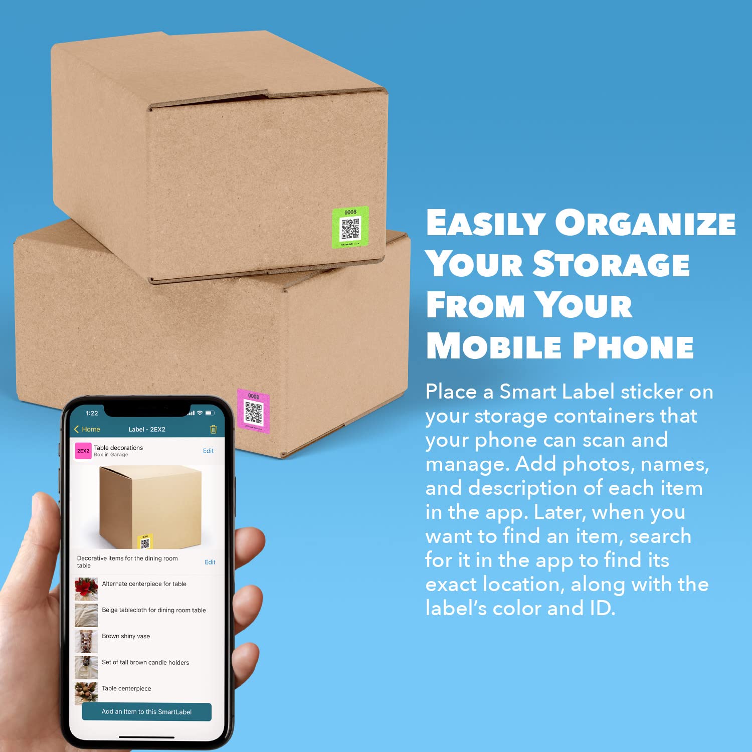 48 Pack Neon QR Code Smart Labels - Made in USA for Storage & Inventory Tracking | Organize Storage Units, Moving Supplies & App Inventory Management | Perfect for Home Organization, Warehouse Logistics & Small Business Inventory Control