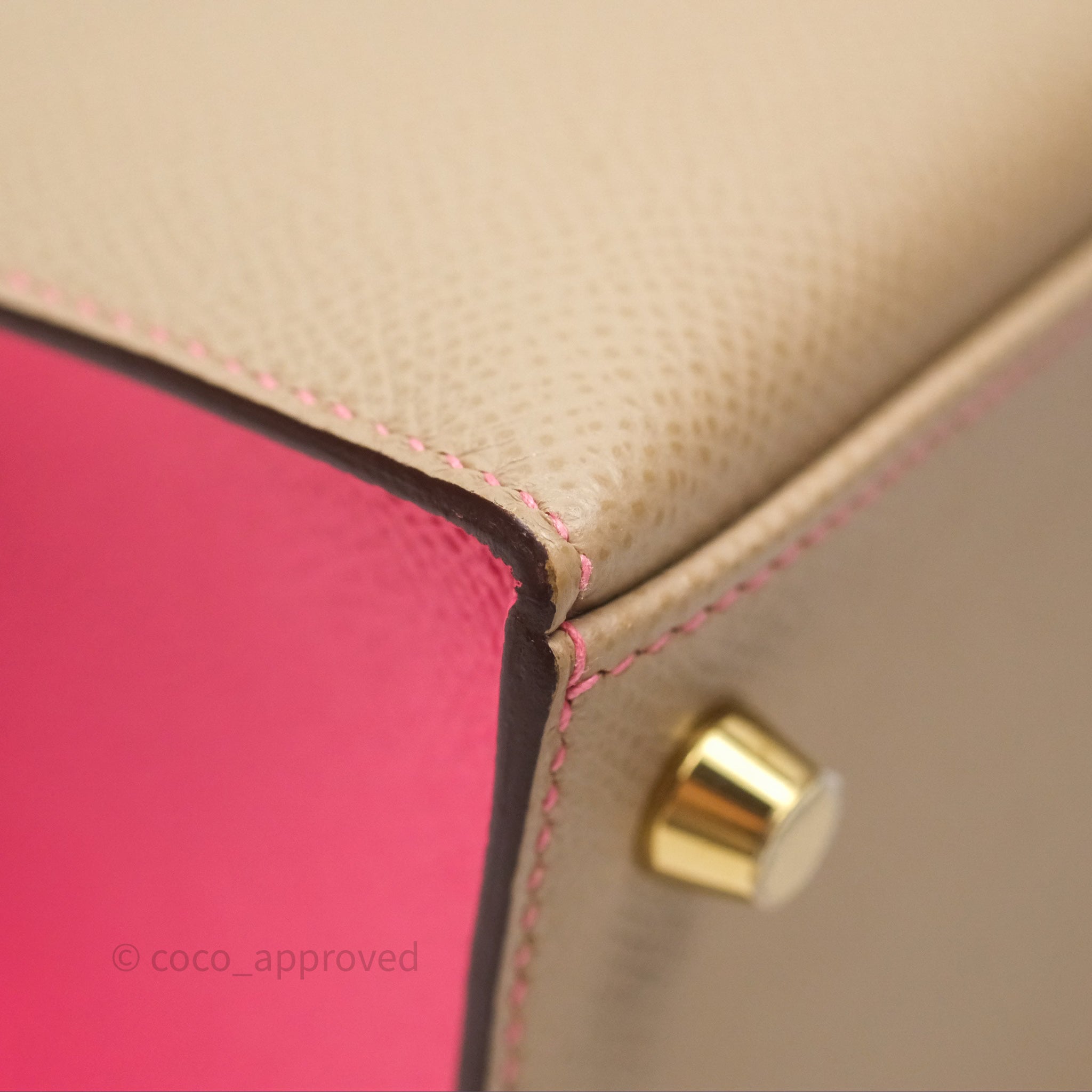 Authentic Hermès Kelly 25 Sellier Bag - Epsom Leather in Beige/Pink with Gold Hardware | Luxury Handbag for Women | Perfect for Work, Parties & Special Occasions