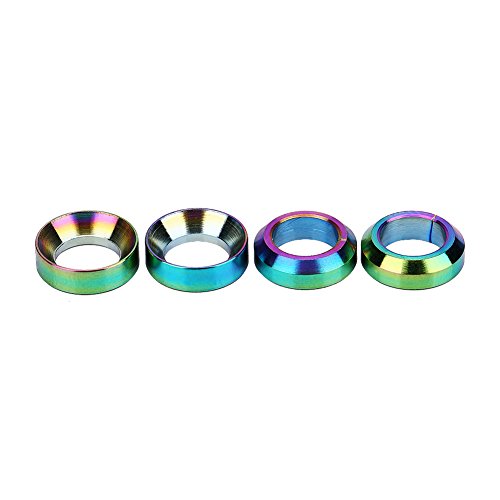 Dilwe 2 Pairs TC4 Titanium Headset Spacer & Front Brake Caliper Gasket Kit for Mountain Bike and Motorcycle - Durable Replacement Part for Smooth Braking Performance (Ideal for Off-Road Cycling and Motorcycle Maintenance)