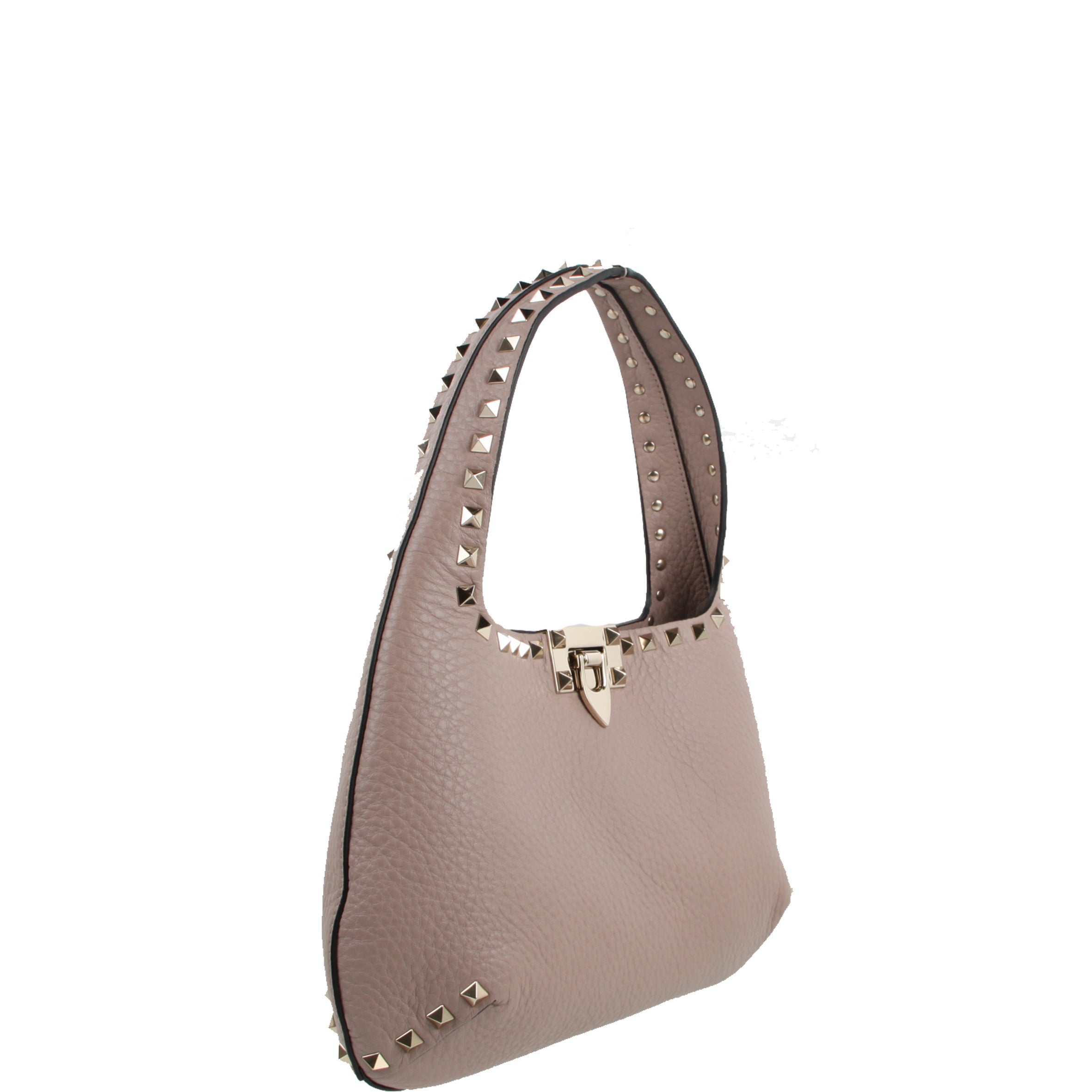 Valentino Rockstud Small Hobo Bag in Poudre Pink - Elegant Crossbody Purse for Women, Perfect for Date Night & Evening Events