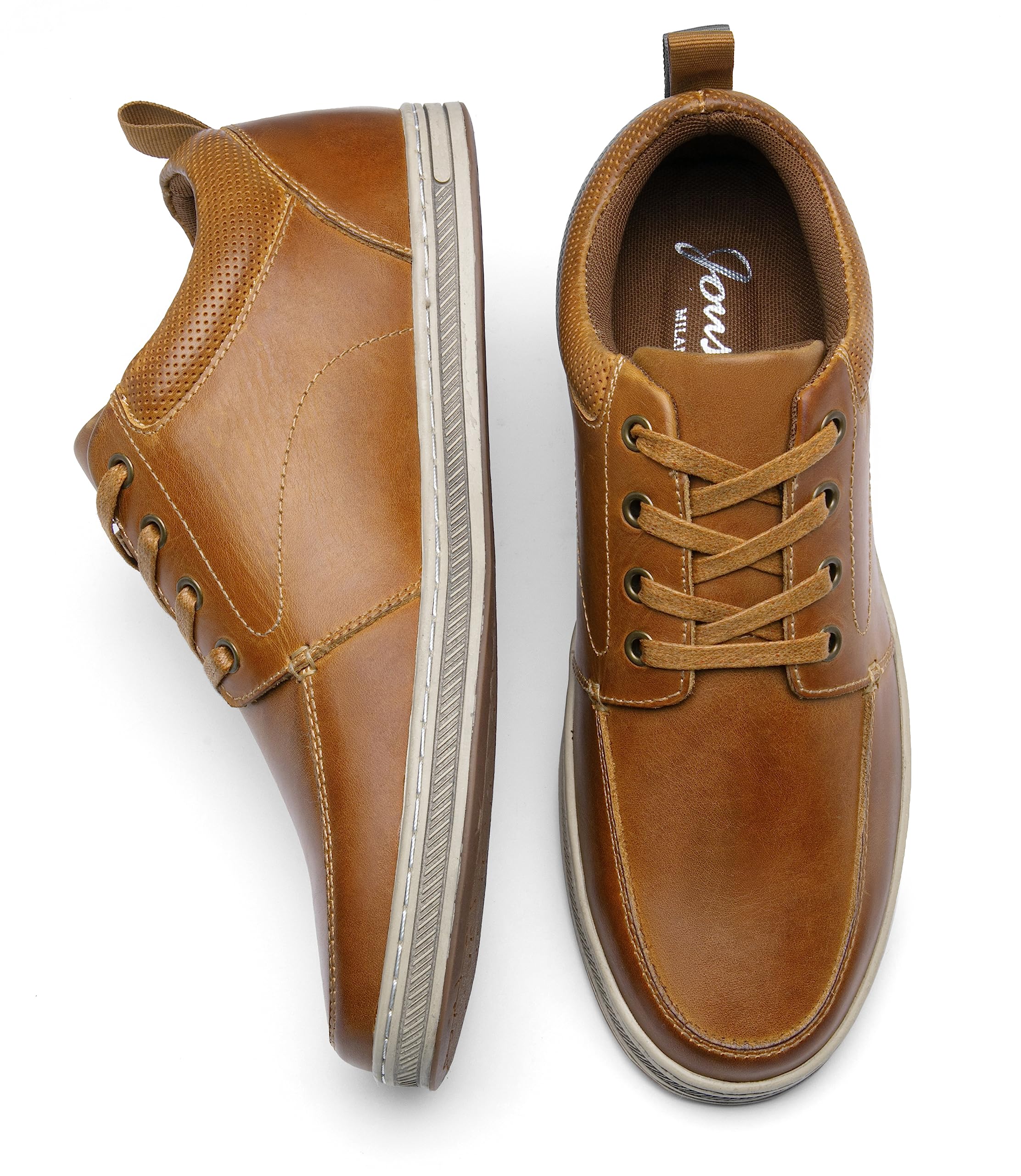 Jousen Men's Leather Sneakers - Retro Fashion Dress Shoes for Business Casual Wear | Comfortable & Stylish Footwear for Office, Dating & Daily Outfits