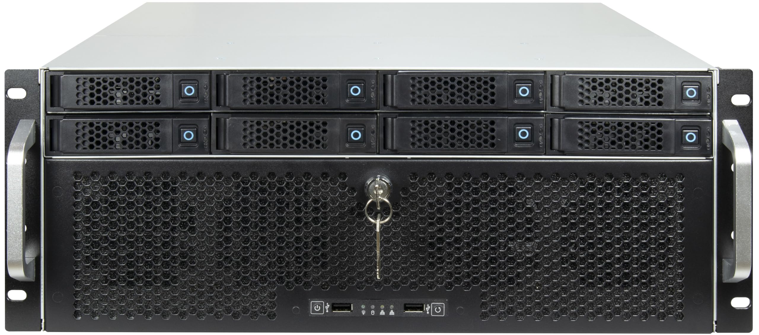Inter-Tech 4U 8-Bay Hot-Swap Rackmount Storage Enclosure (Model 4708) with 4x 80mm Cooling Fans & Dual SFF-8643 Ports - Perfect for Data Centers, Server Rooms, and Enterprise Storage Solutions