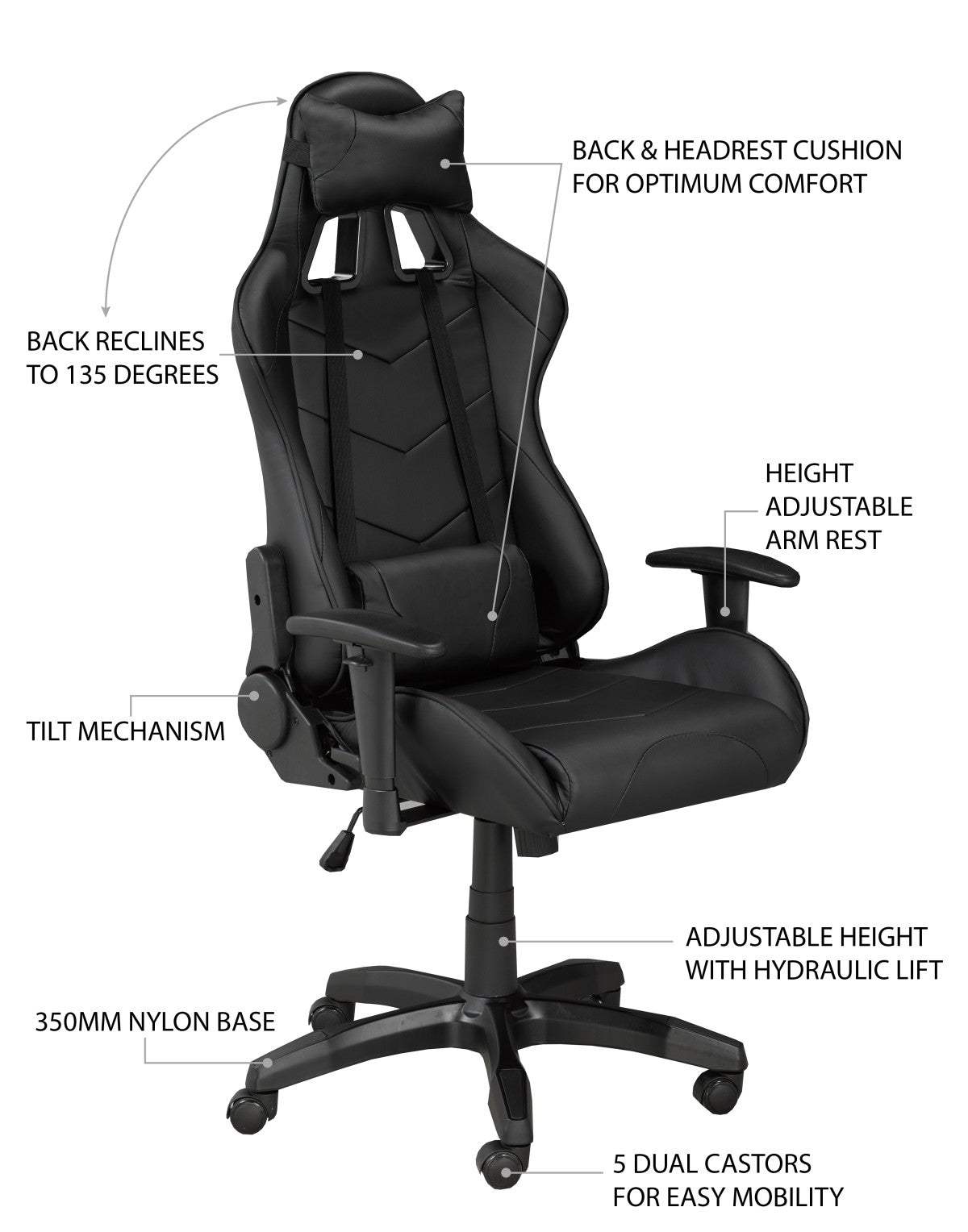 Premium Black Gaming Desk & Chair Set - Ergonomic Computer Desk with Cup Holder & Headphone Hook - Perfect for PC, PS5, Xbox Gaming Setup & Home Office Workspace