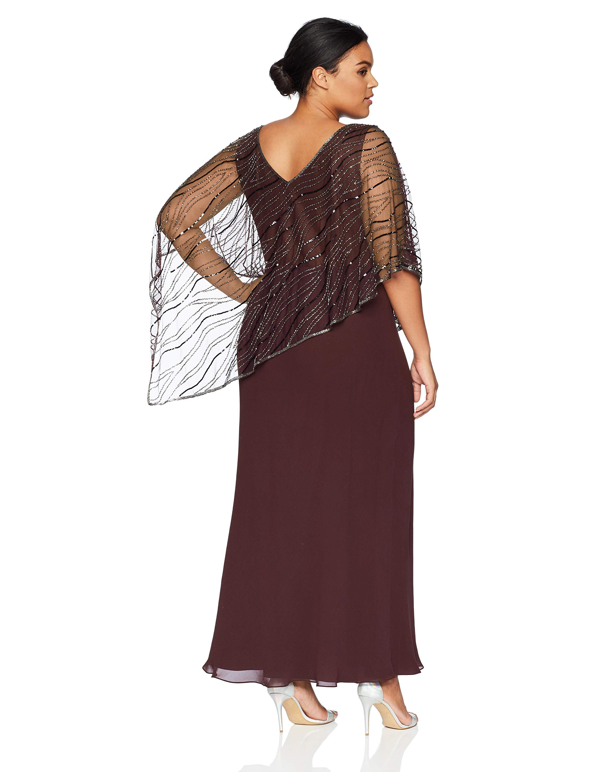 J Kara Women's Plus Size Beaded Maxi Dress for Special Occasions - Elegant Long Sleeve Party Gown for Weddings, Evening Events & Holiday Celebrations