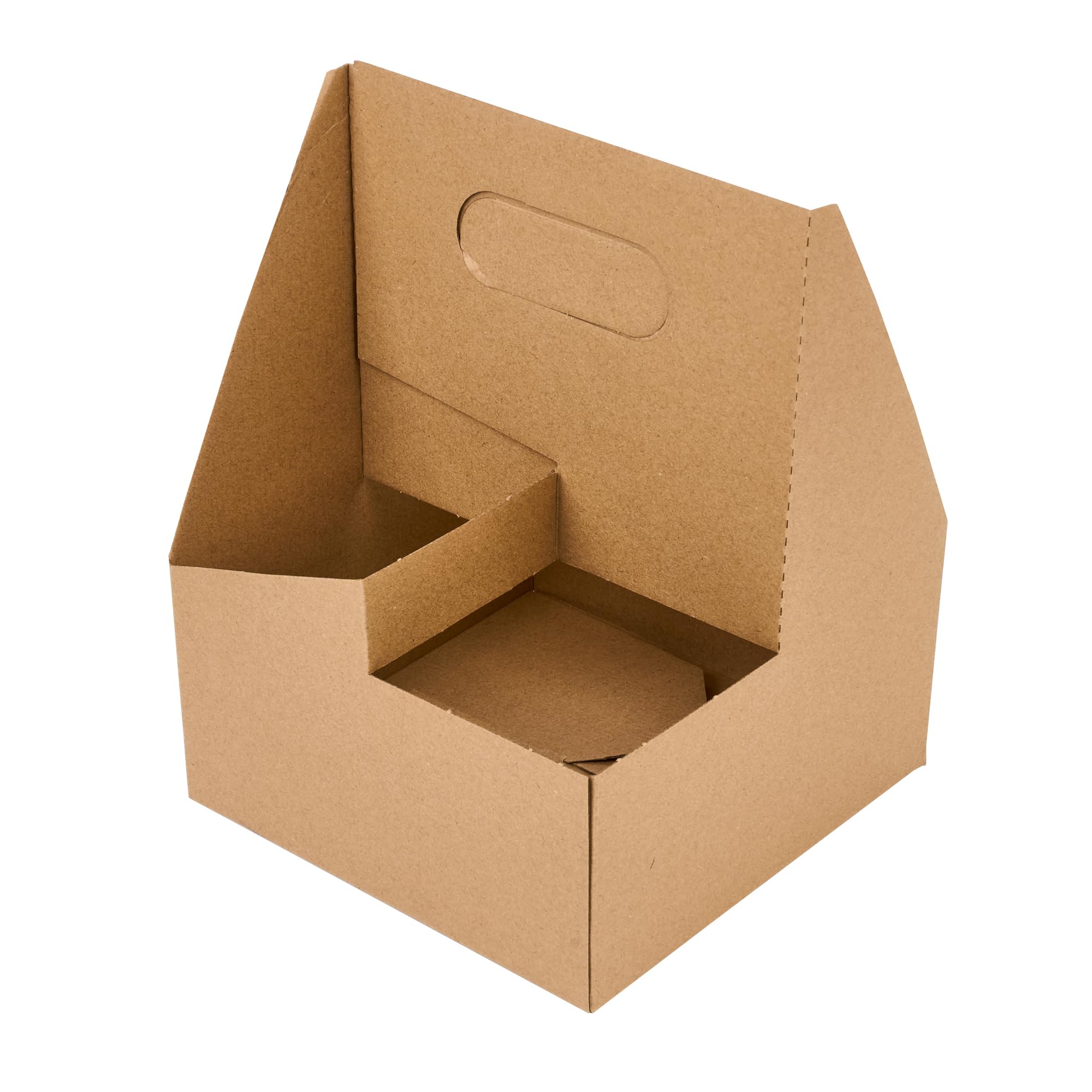 Restaurantware Altalena 100-Pack Disposable Drink Carriers with Handles - Kraft Paper Cup Holders for 4 Beverages | Perfect for Coffee, Smoothie & Bubble Tea Delivery, Takeout & Food Truck Use