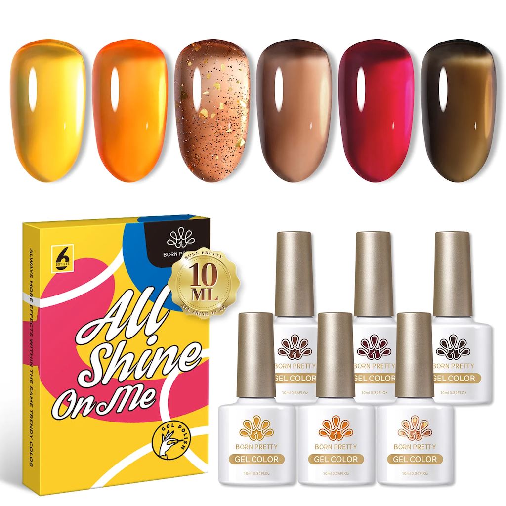 Jelly Seaglass Gel Polish Set - 6 Vibrant Nail Colors for Long-Lasting Manicures | Perfect for Salon, Home Nail Art & Special Occasions