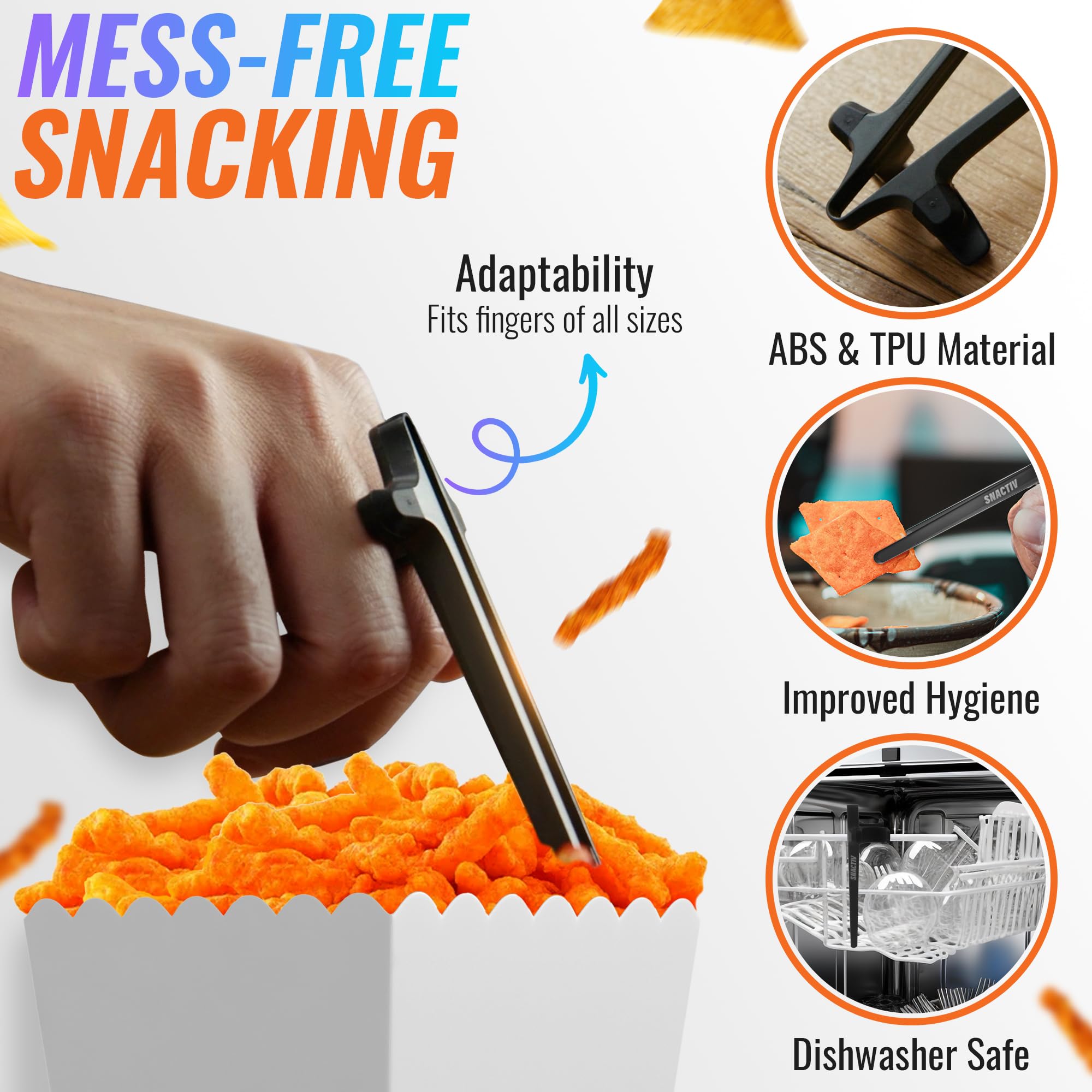 SNACTIV PRO Gaming Chopsticks - Shark Tank Snacking Tool for Gamers - Perfect for Snacks & Chips While Gaming