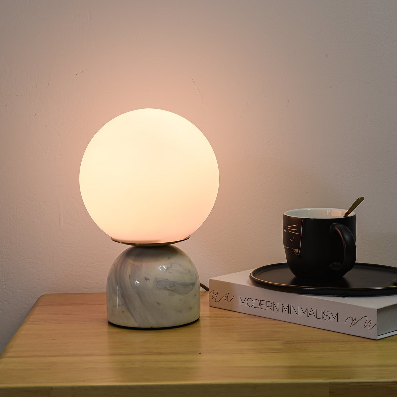 Elegant Sylas Marble Table Lamp - Modern Home Office Bedside Lighting for Living Room, Bedroom & Study Decor
