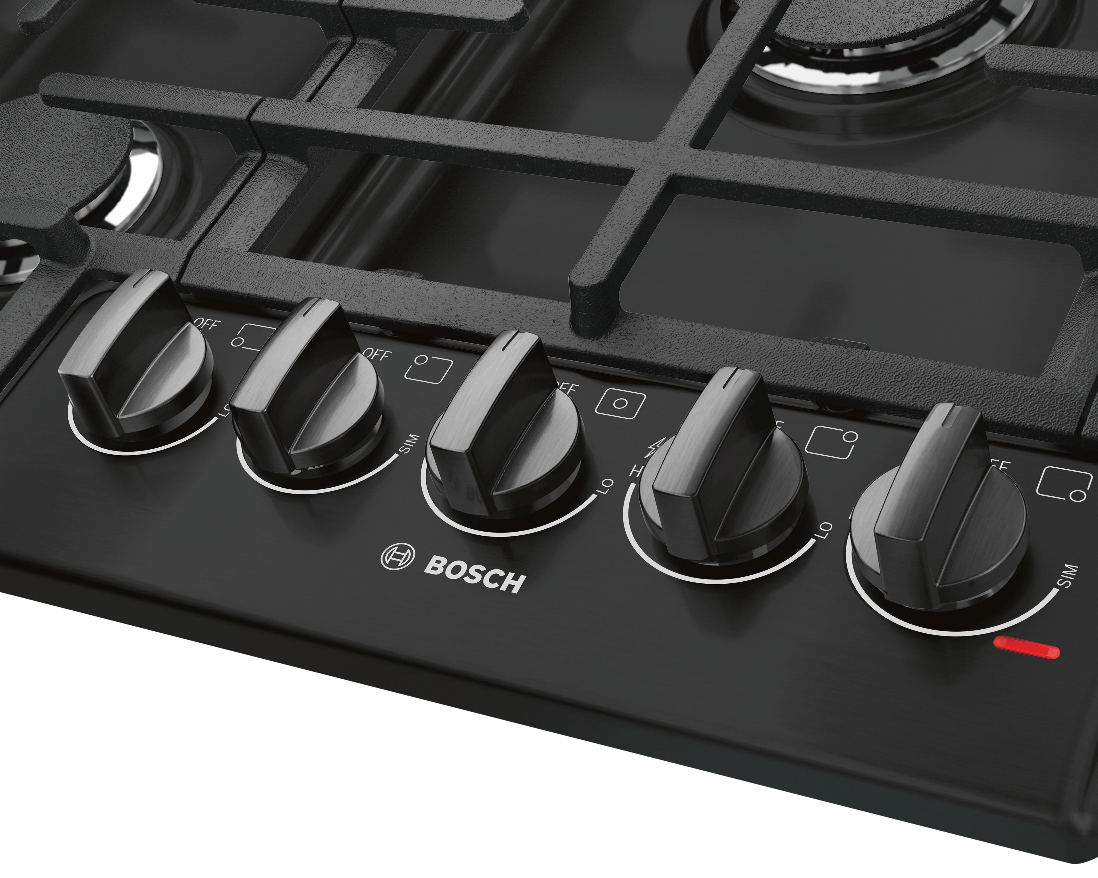 Bosch 800 Series 36 Inch Black Stainless Steel Gas Cooktop NGM8646UC - Professional Grade for Modern Kitchen Cooking & Entertaining