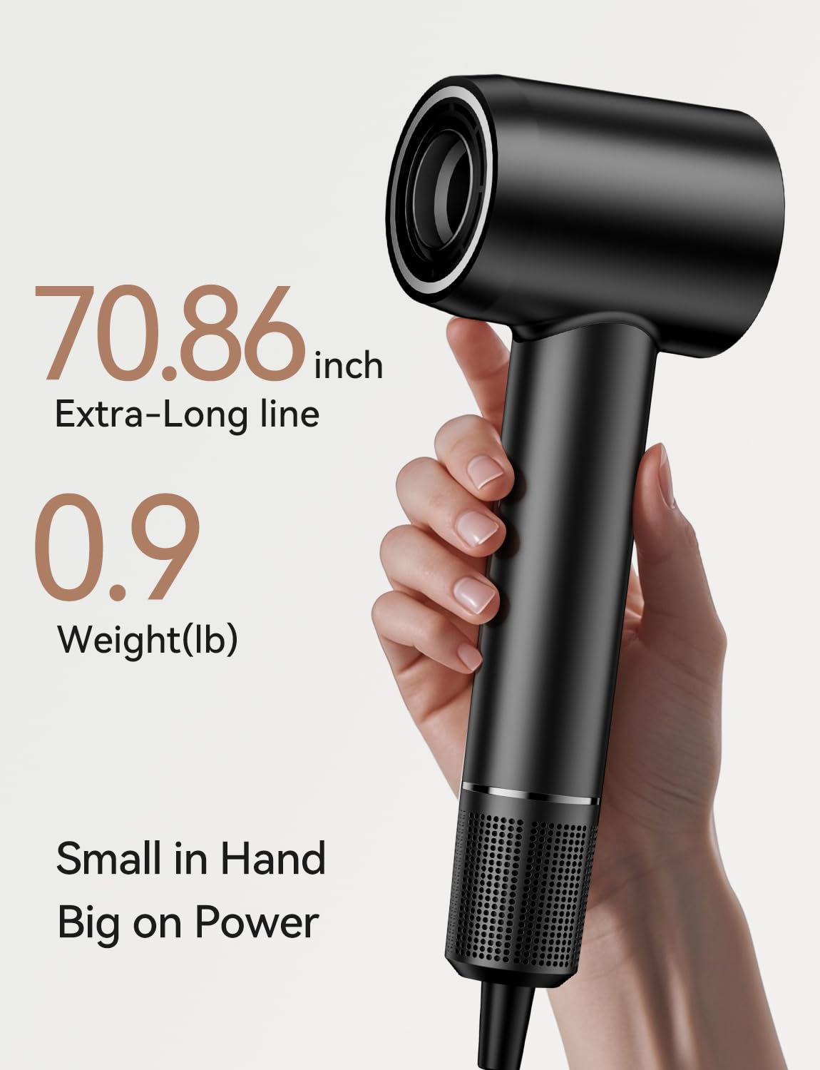 Professional 150,000 RPM High-Speed Hair Dryer with 500 Million Negative Ions - Fast Drying, 51dB Ultra Quiet, Thermo-Control Technology & Magnetic Nozzle Set - Perfect for Salon, Home Use, Travel - Ideal for Women, Men & Kids Hair Care