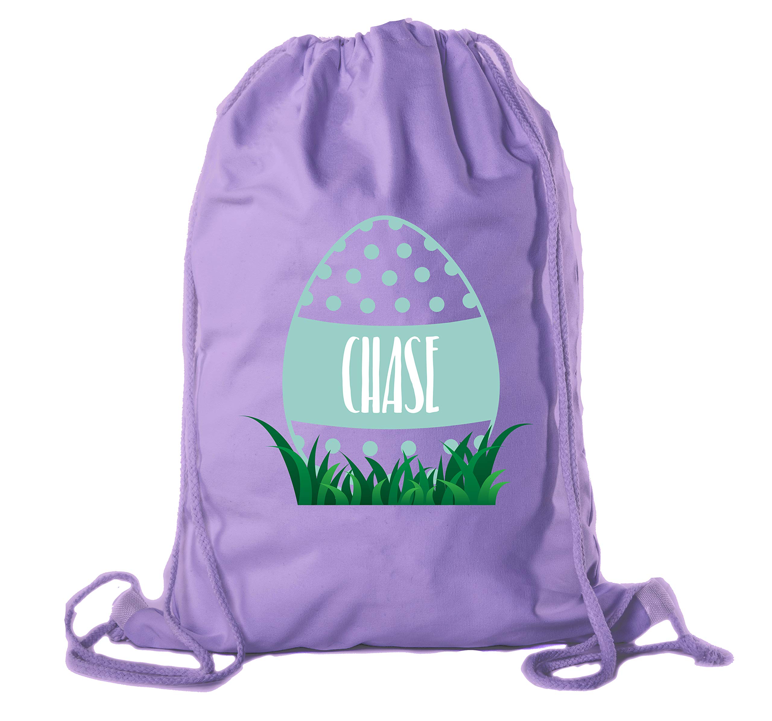 Personalized Easter Basket Bags - Custom Cotton Drawstring Backpacks with Dots Egg Design in Purple (CE2725Easter B S2) - Perfect for Easter Egg Hunts, Gift Giving & Spring Celebrations