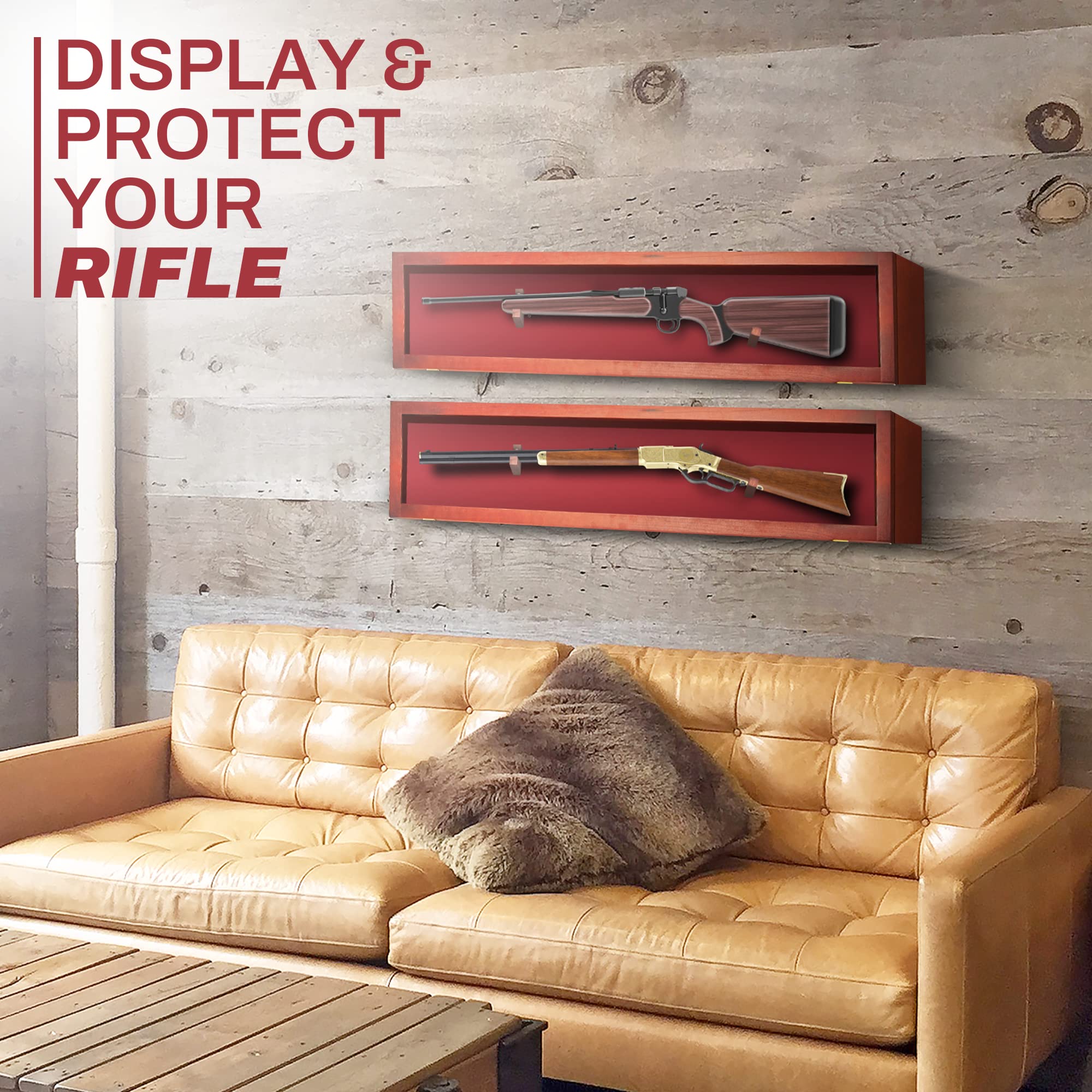 Lockable Gun Display Case for Rifles & Shotguns - Acrylic Door Wall Mount Cabinet for Firearms & Swords - Perfect for Home Security, Hunting Gear Storage, and Weapon Collection Display