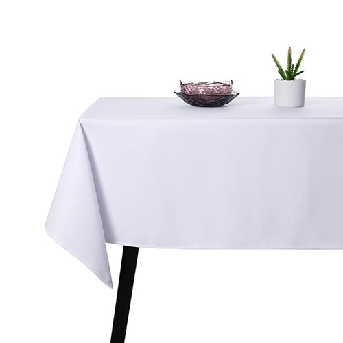 RUIBAO HOME 52x52 Inch White Waterproof Washable Polyester Tablecloth - Rectangle Dining Table Cover for Kitchen, Wedding & Events - Spill-Proof & Easy Care Table Linens for Everyday Use and Special Occasions